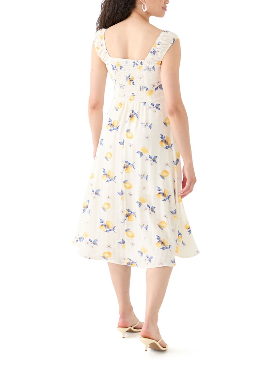 Womens Printed A-Line Midi Dress