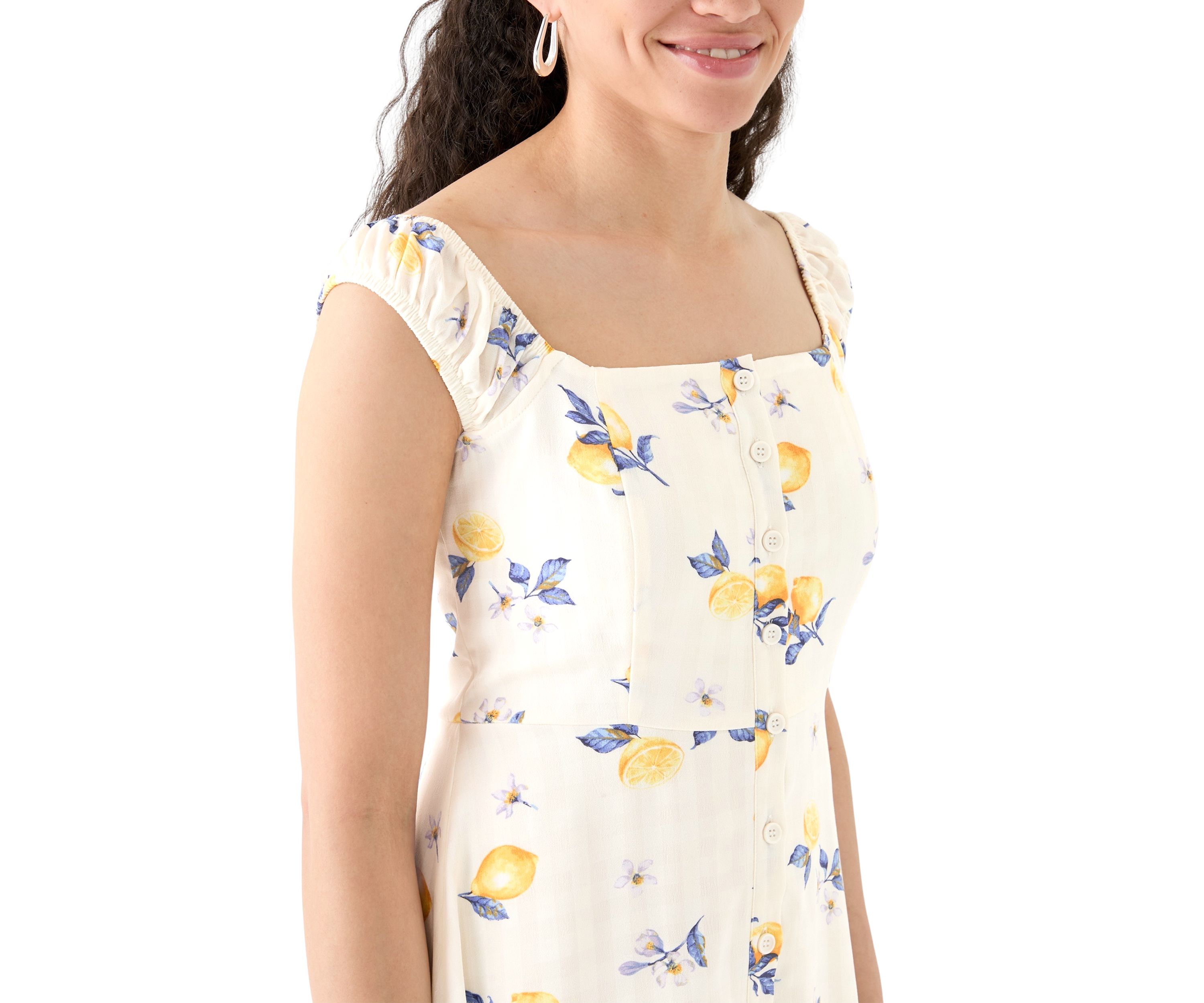 Womens Printed A-Line Midi Dress