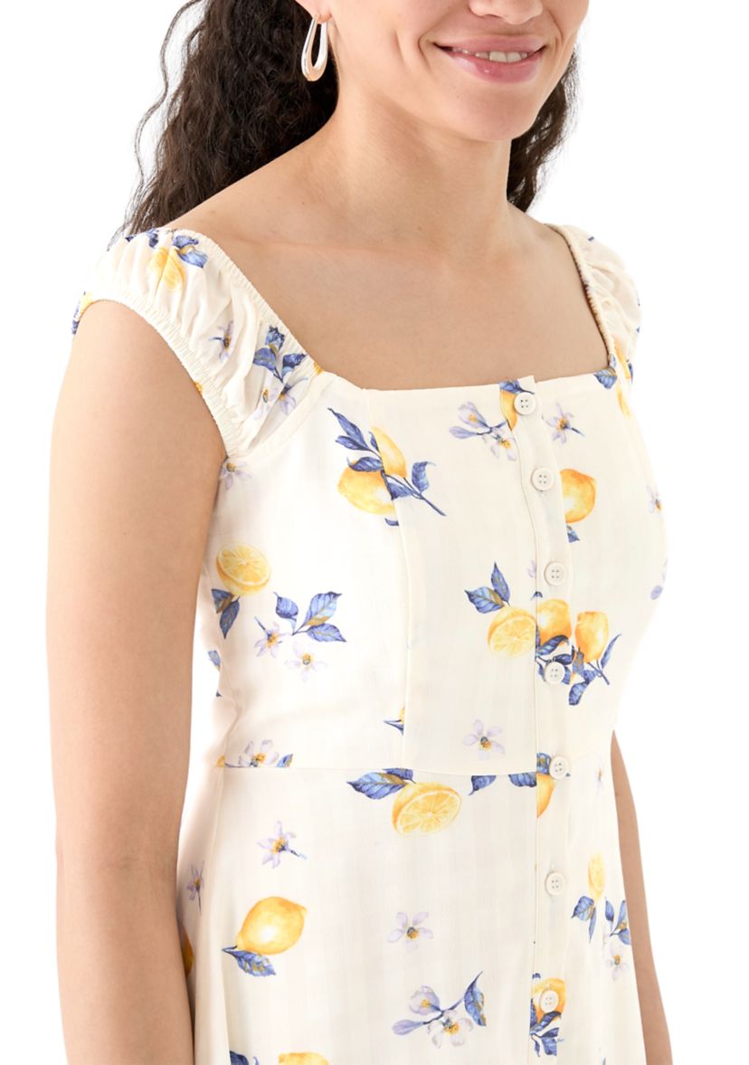 Womens Printed A-Line Midi Dress