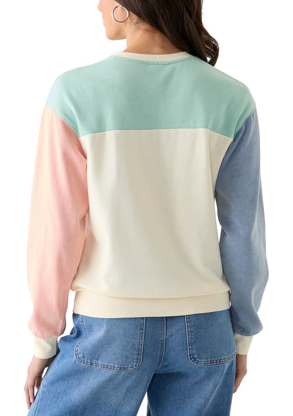 Womens Color Block Crew Neck Sweatshirt