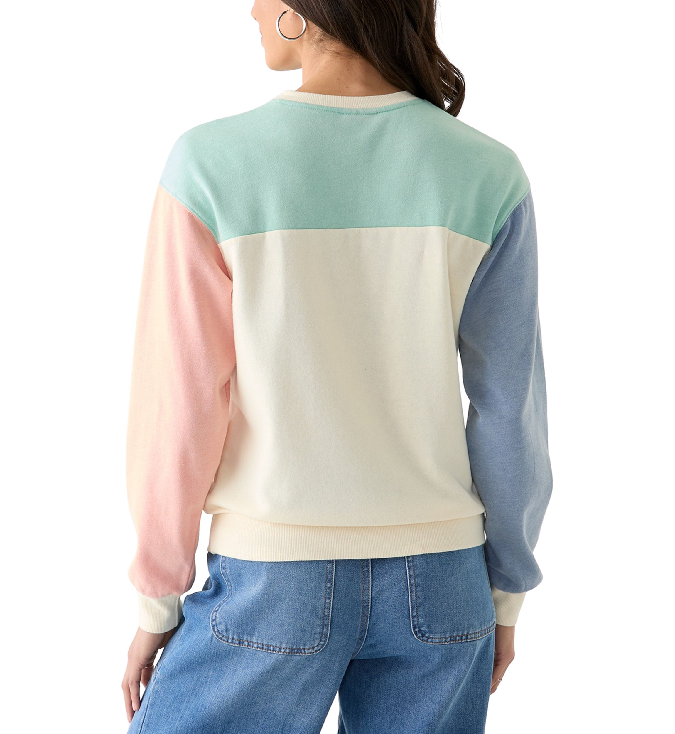 Womens Color Block Crew Neck Sweatshirt