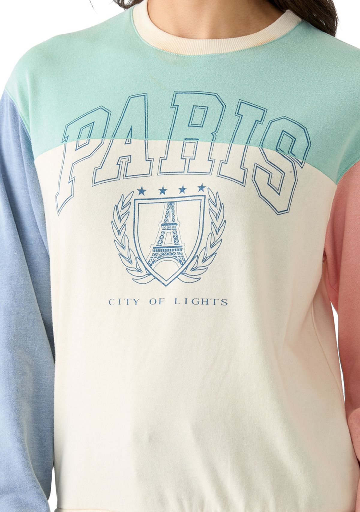 Womens Color Block Crew Neck Sweatshirt