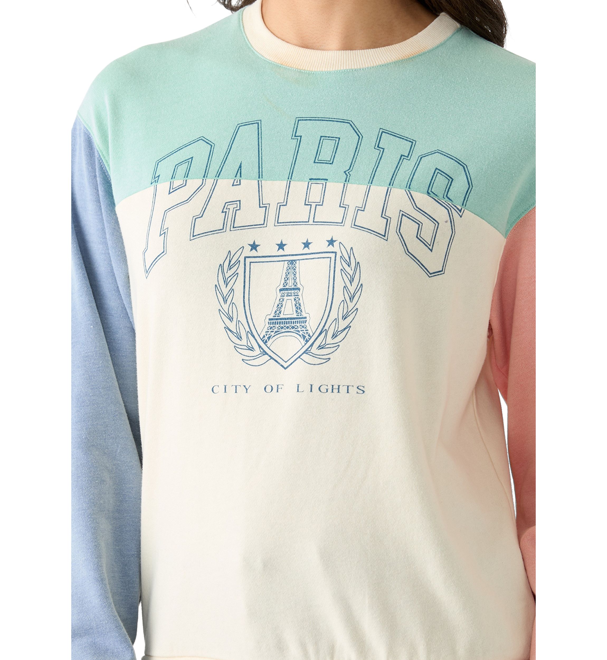 Womens Color Block Crew Neck Sweatshirt