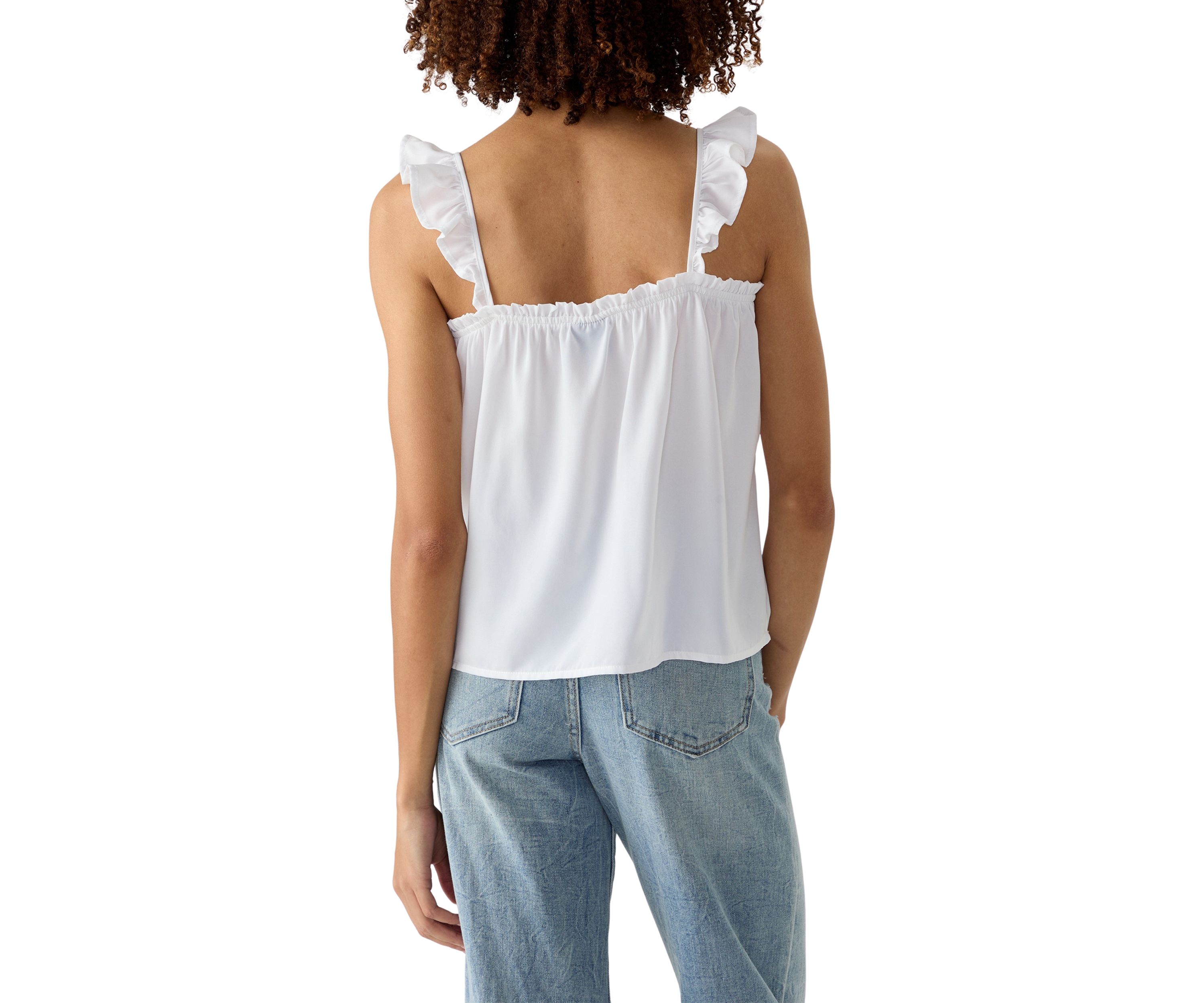 Womens Square Neck Ruffle Tank Top