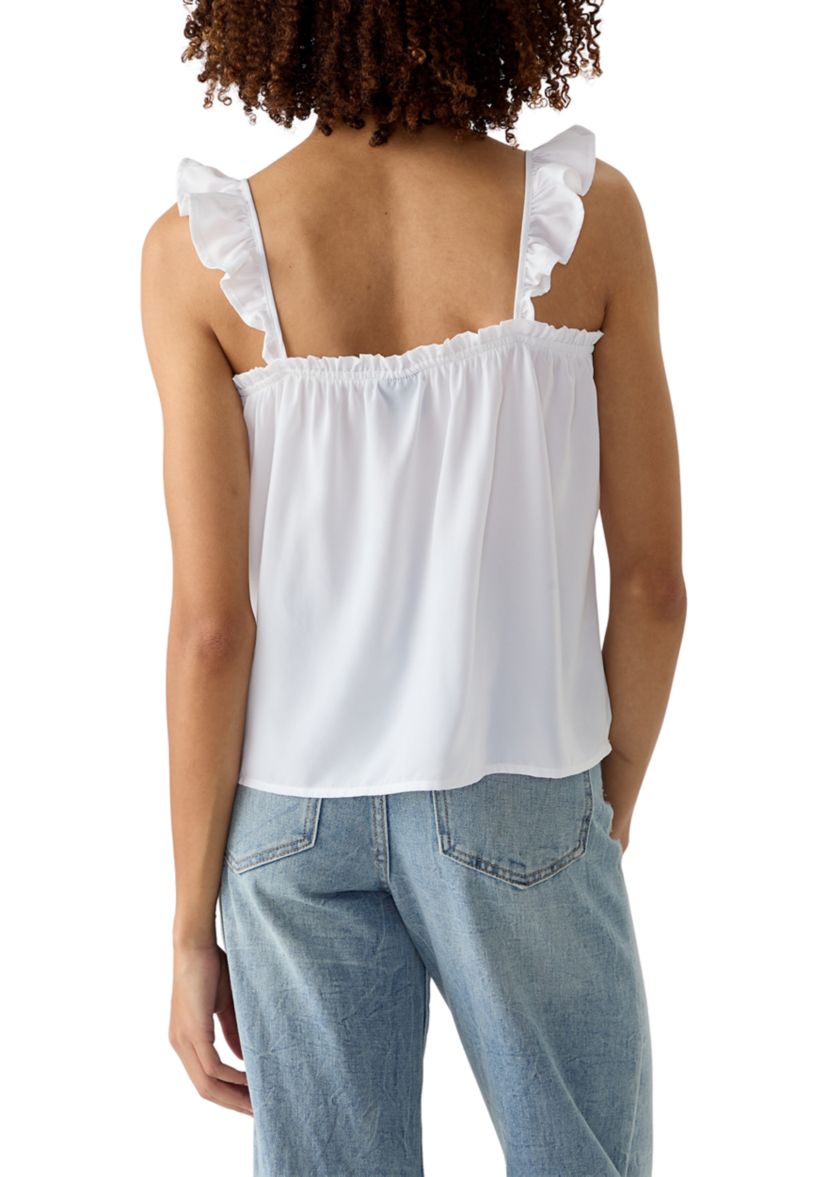 Womens Square Neck Ruffle Tank Top