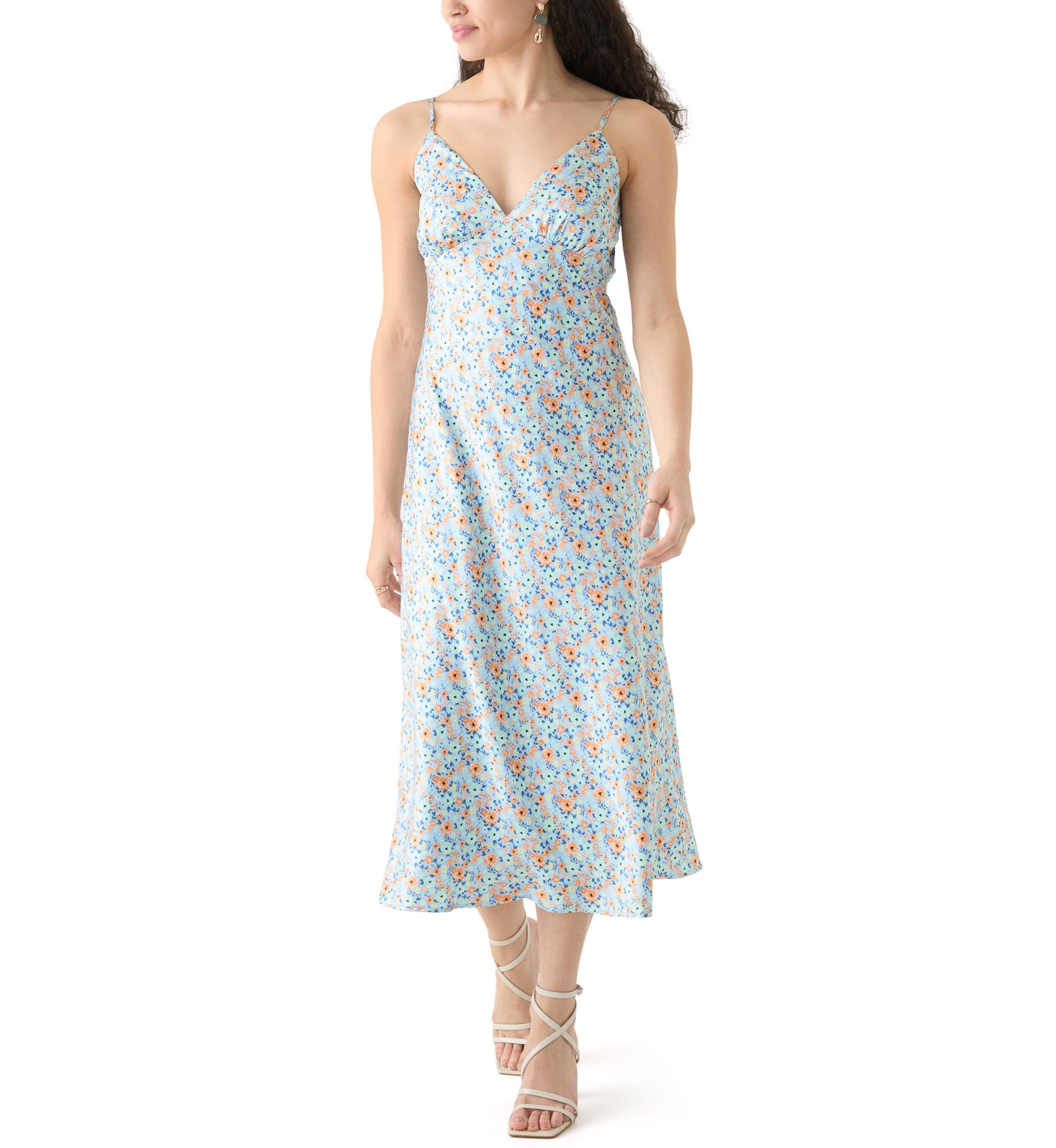 Womens Satin Midi Dress