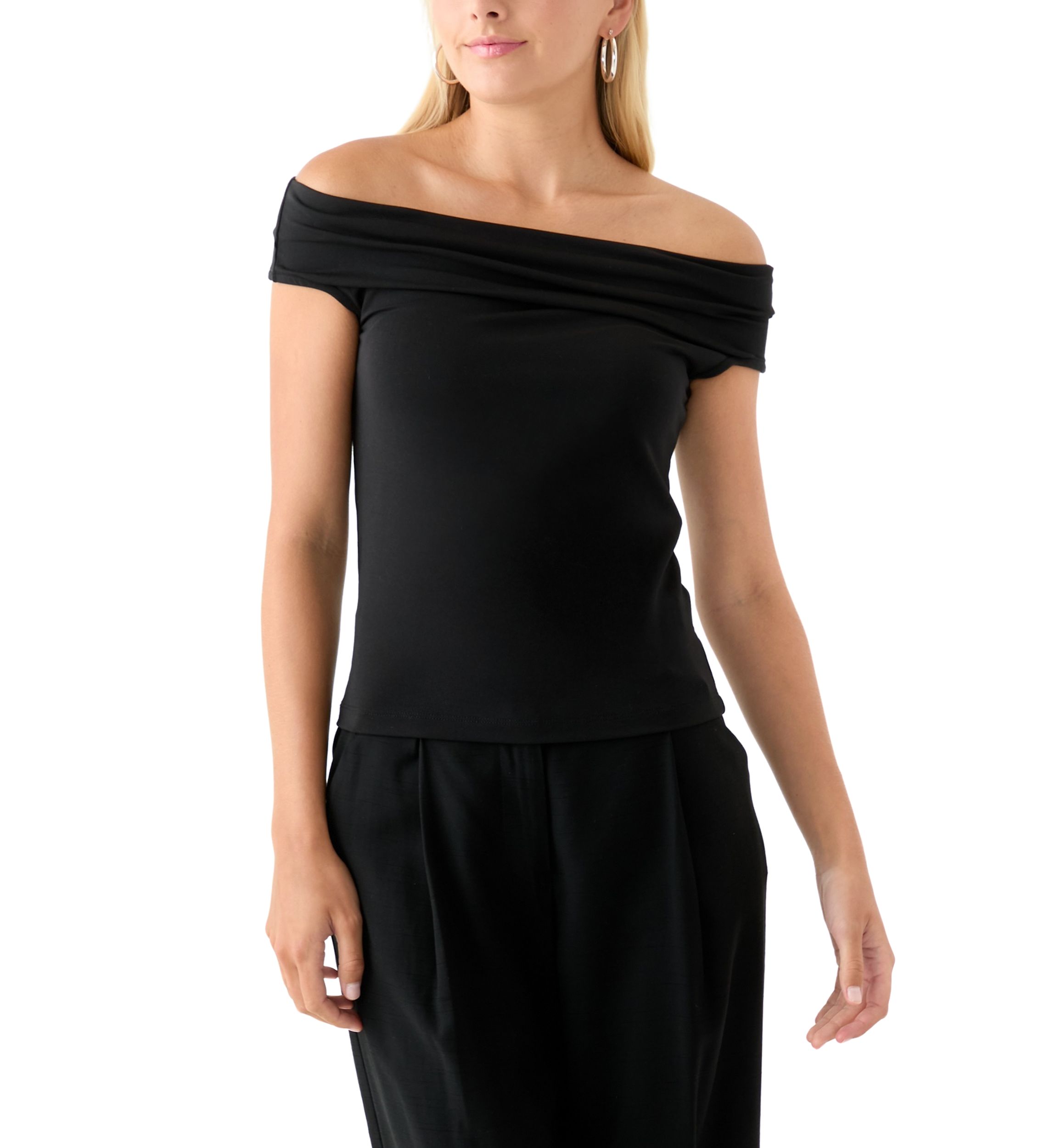 Womens Drapey Off the Shoulder Top