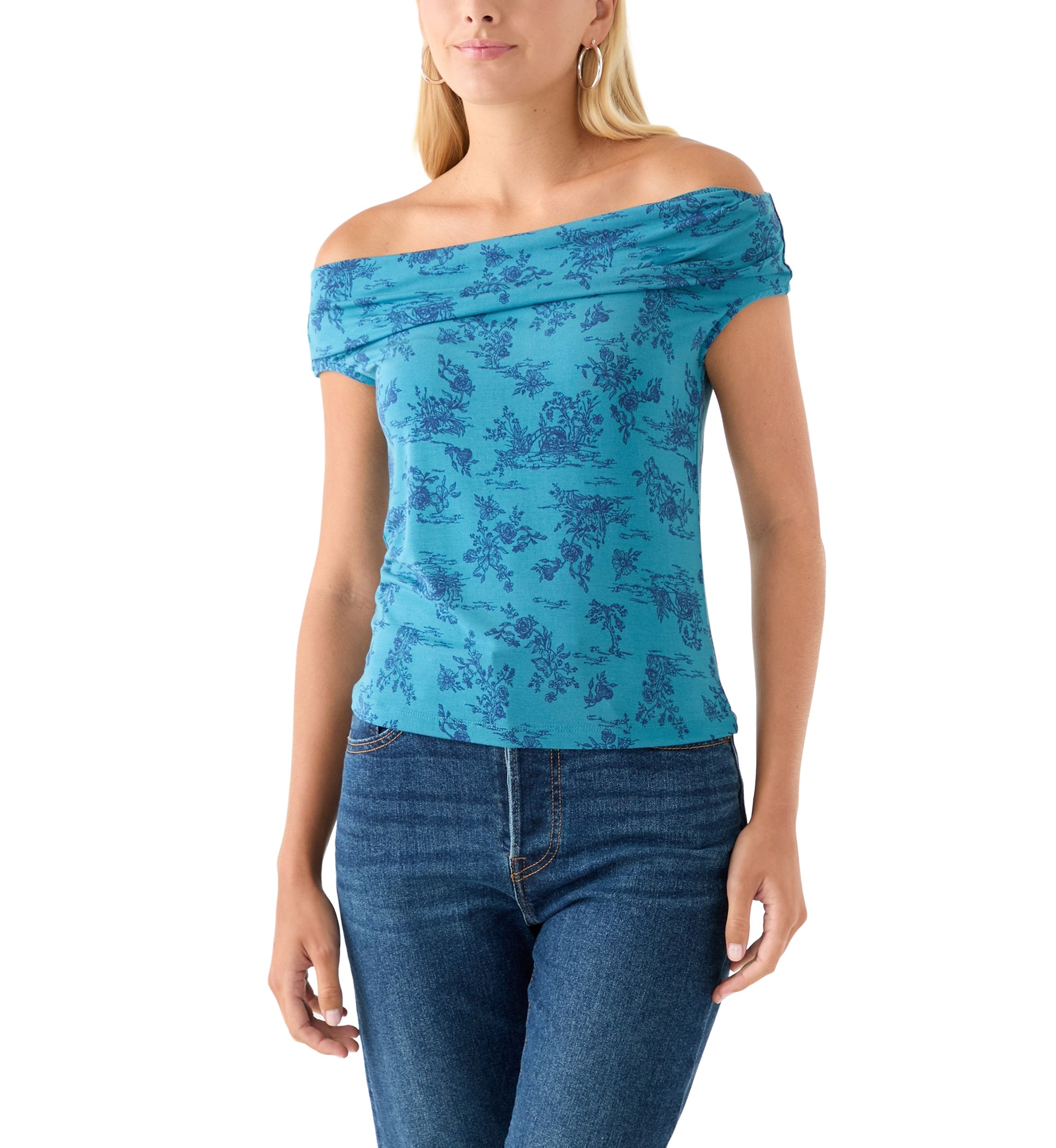 Womens Drapey Off the Shoulder Top