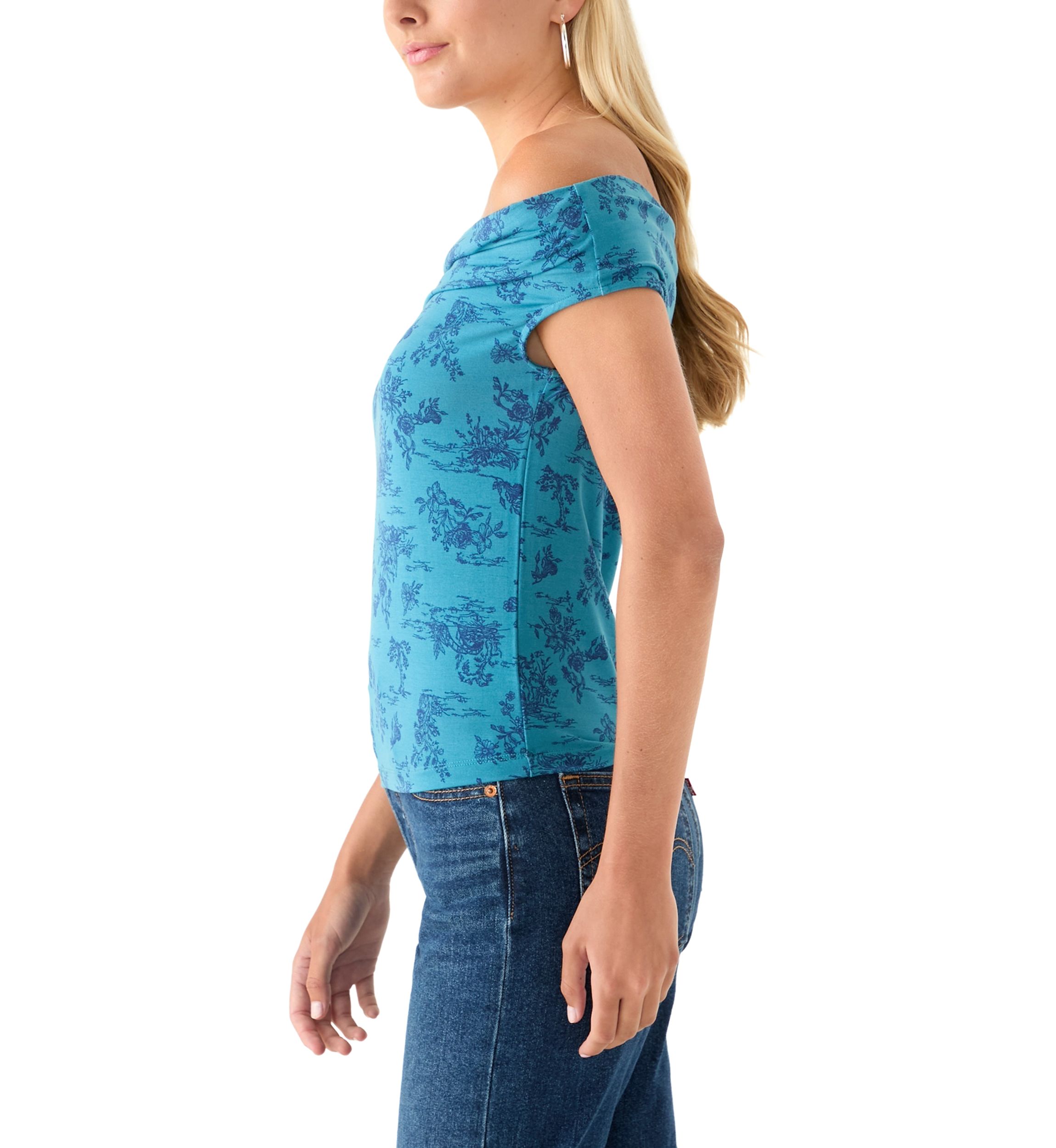 Womens Drapey Off the Shoulder Top