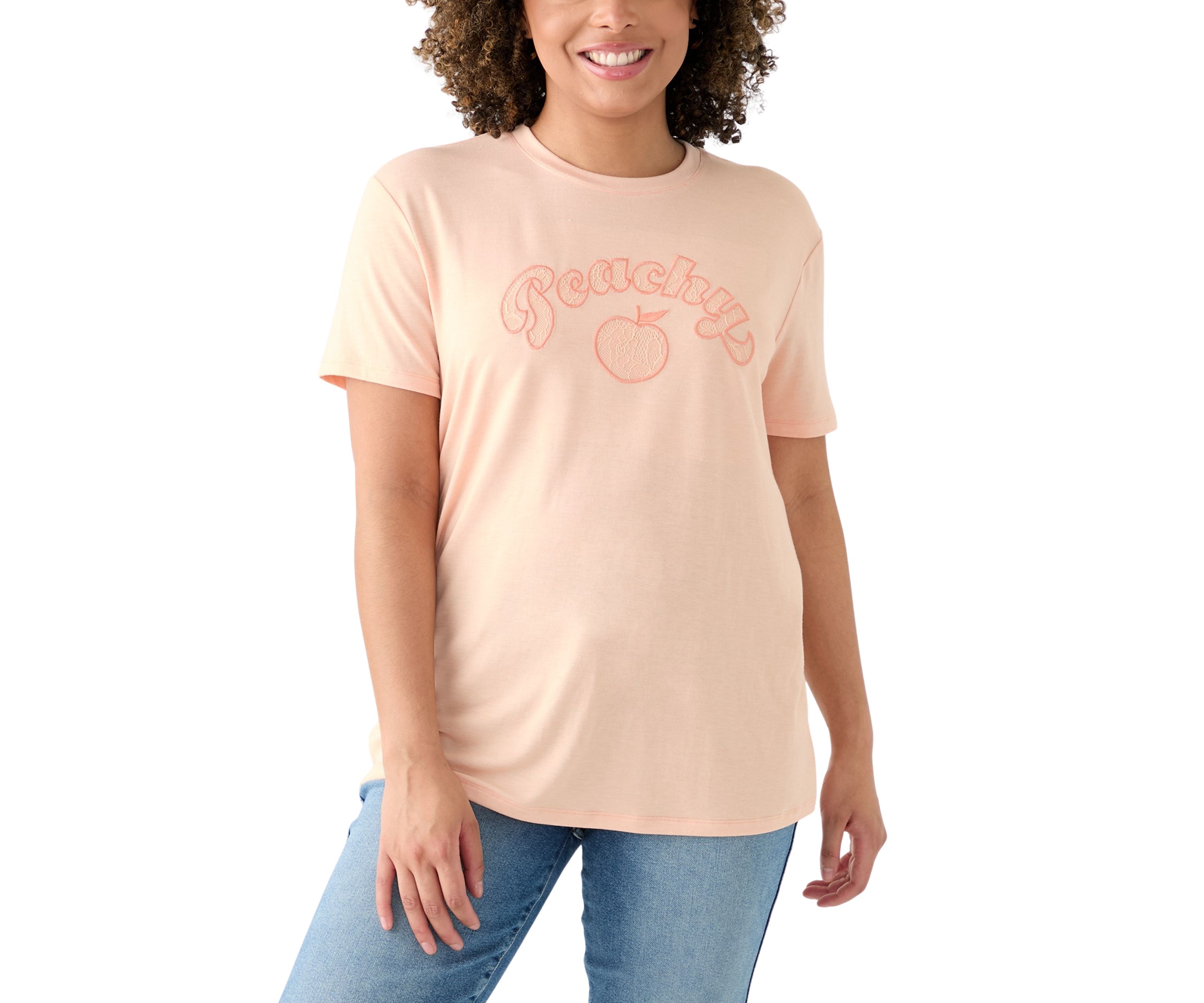 Womens Drop Shoulder Peachy Graphic T-Shirt 