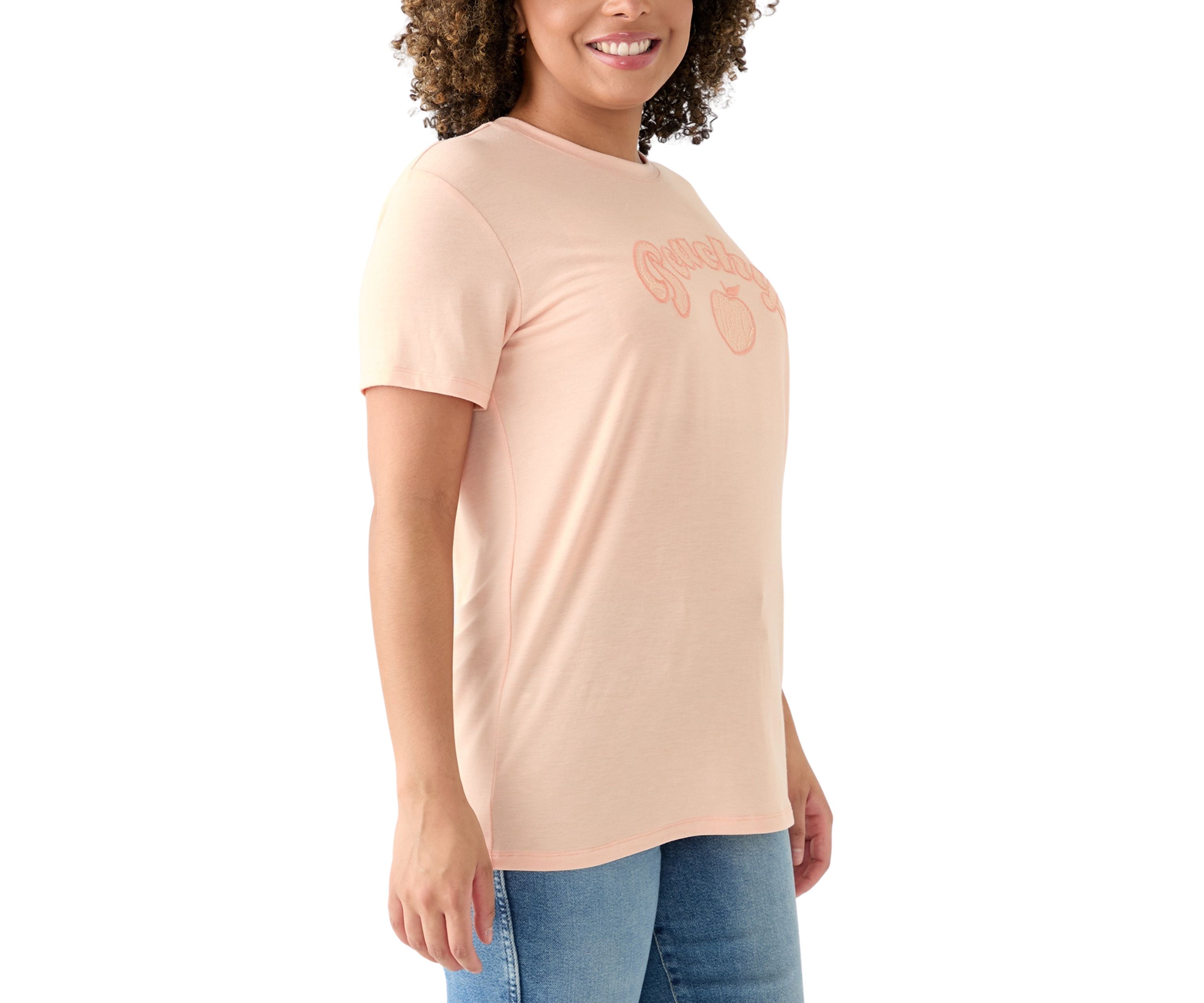 Womens Drop Shoulder Peachy Graphic T-Shirt 
