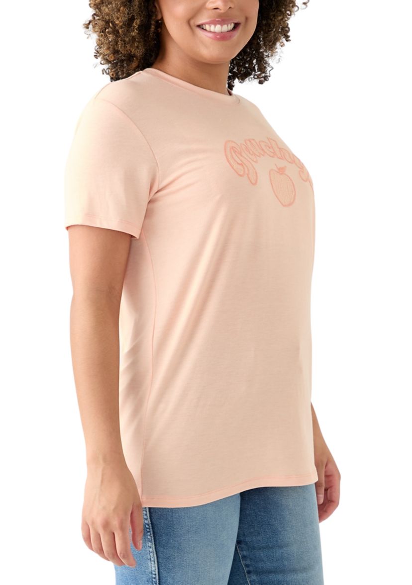 Womens Drop Shoulder Peachy Graphic T-Shirt 