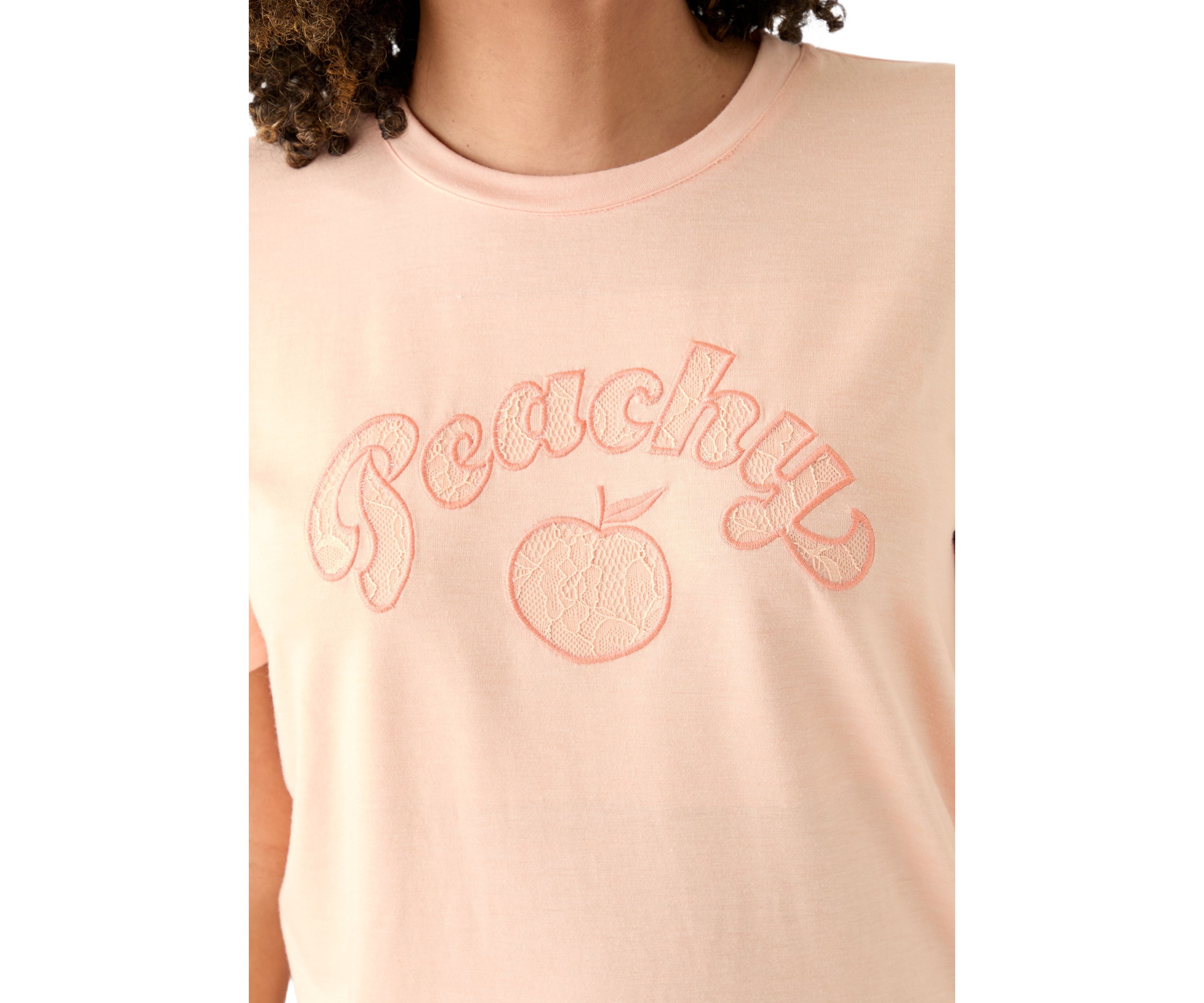 Womens Drop Shoulder Peachy Graphic T-Shirt 