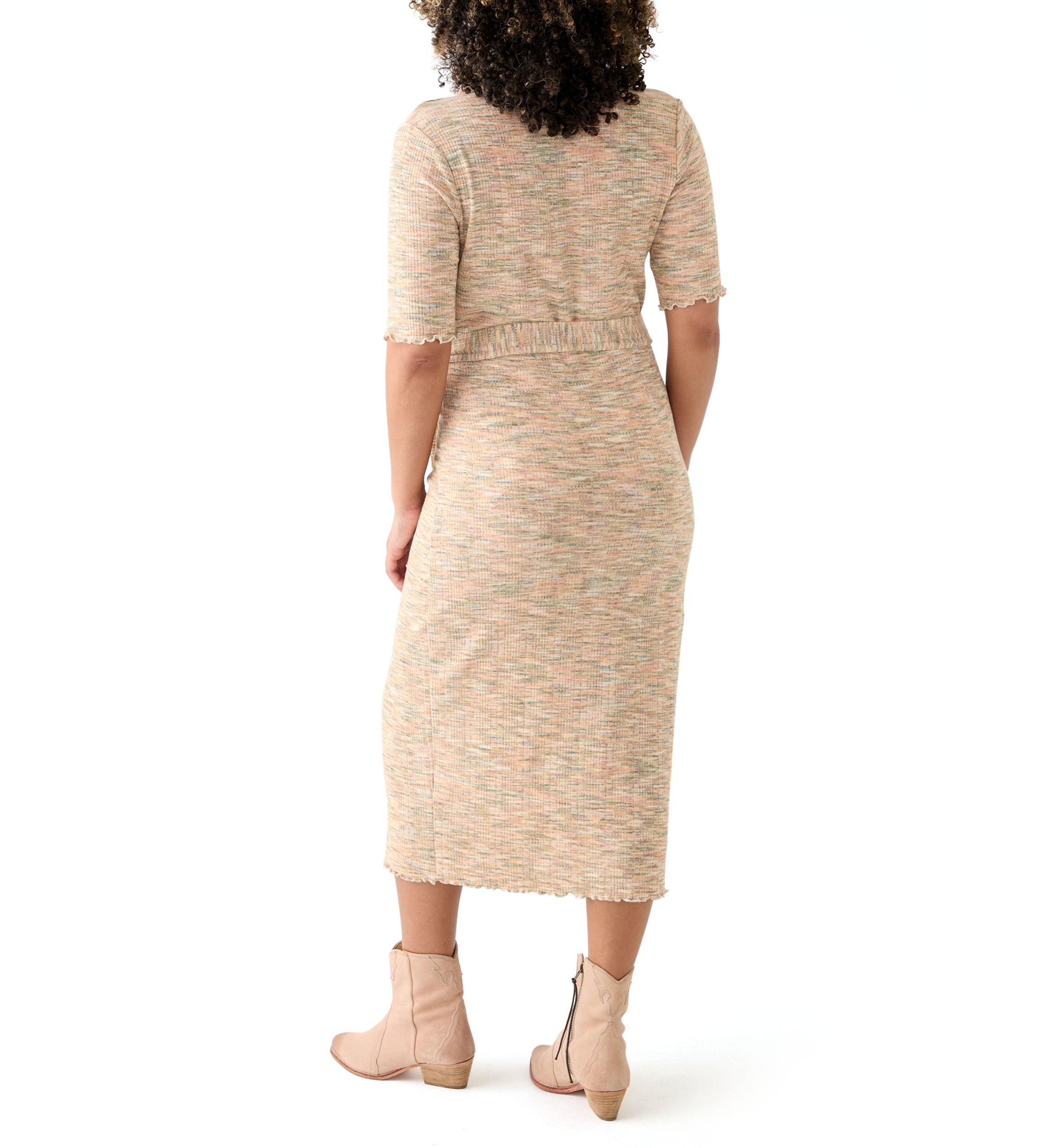  Womens Johnny Collar Belted Waist Dress 