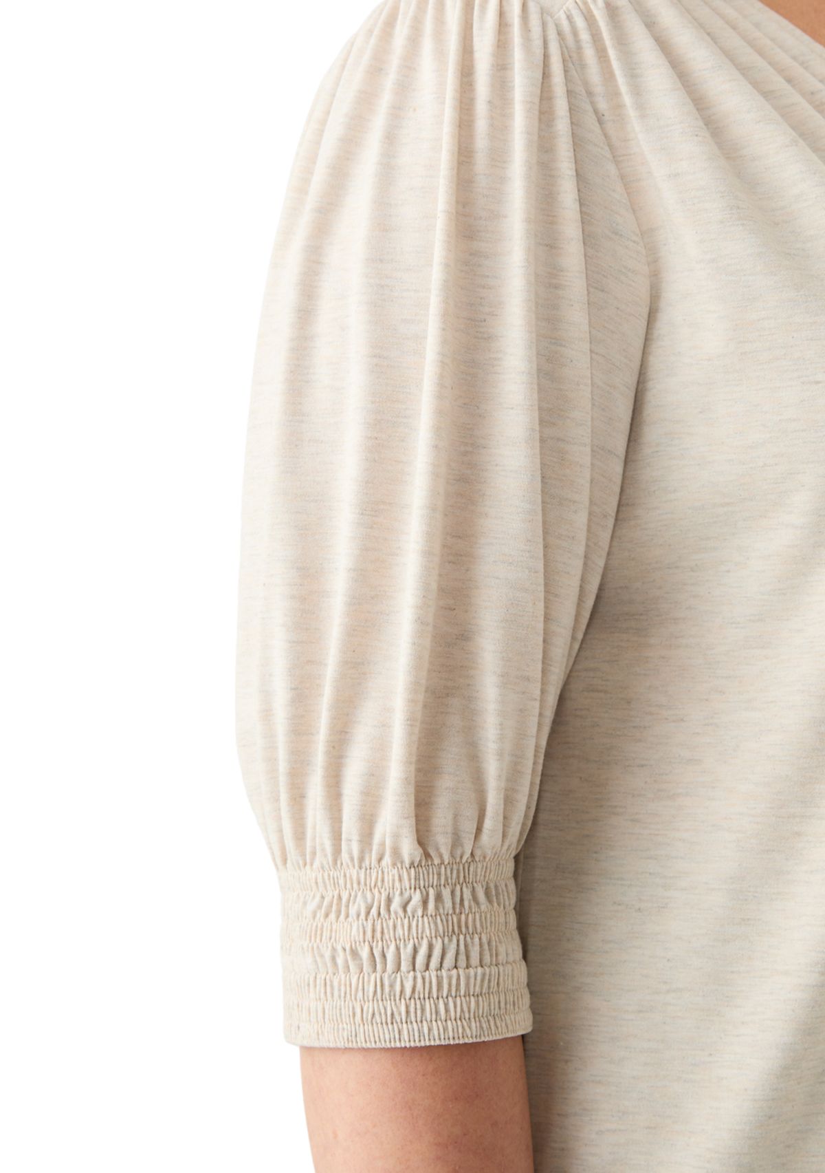 Plus Size 3/4 Sleeve V-Neck Knit Top