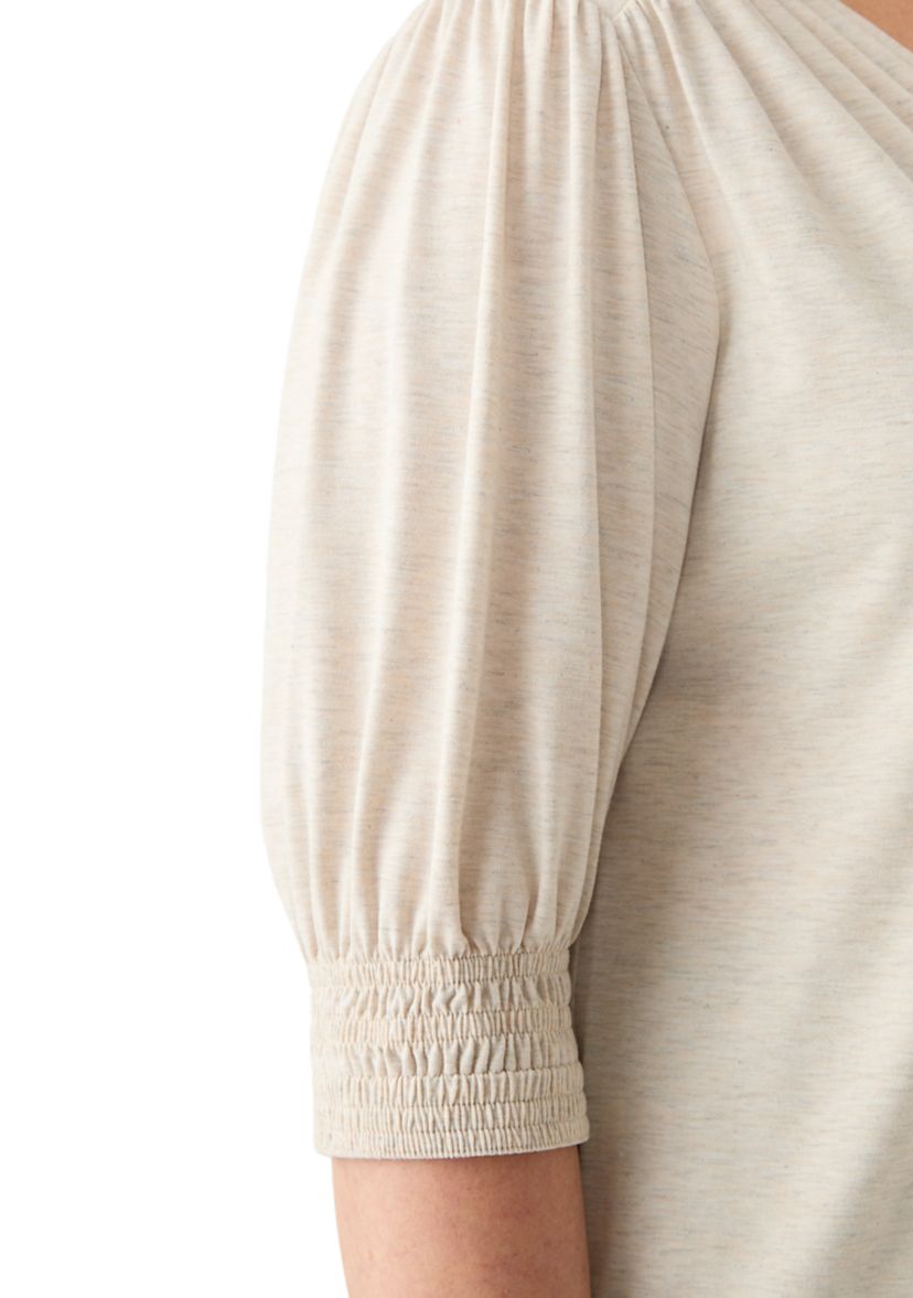 Plus Size 3/4 Sleeve V-Neck Knit Top