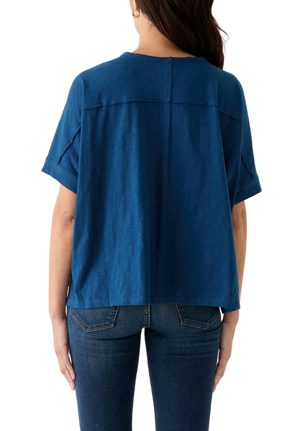 Womens Hi Low Boxy V-Neck T-Shirt