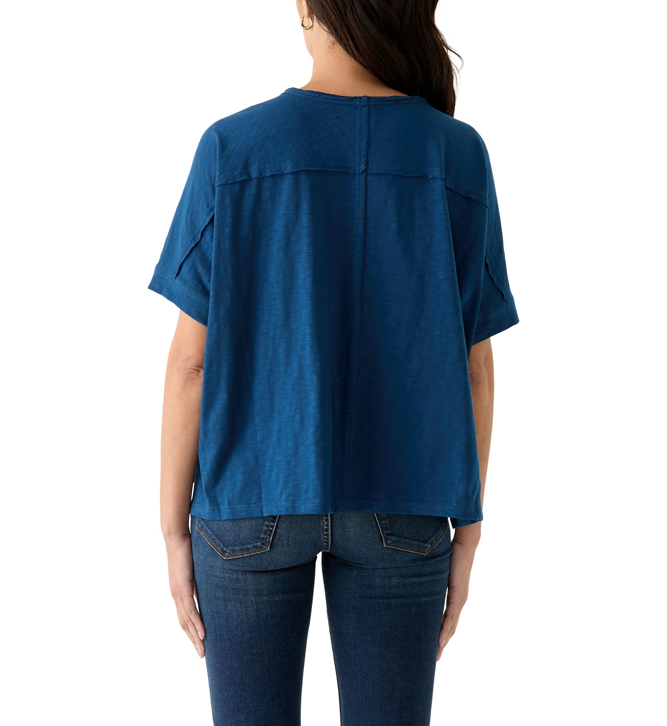 Womens Hi Low Boxy V-Neck T-Shirt