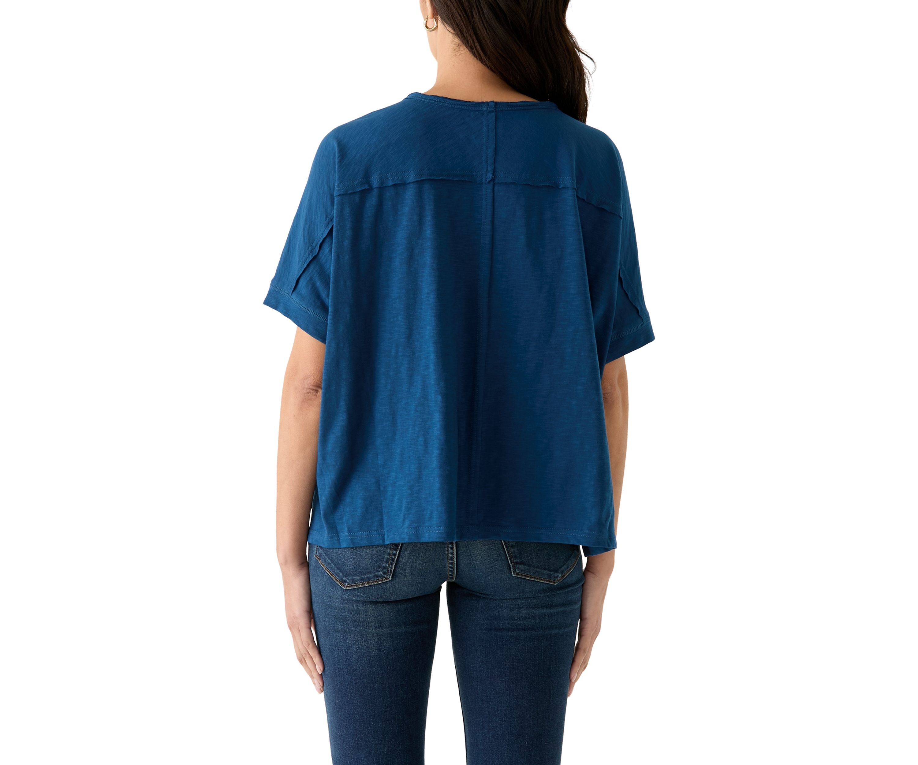 Womens Hi Low Boxy V-Neck T-Shirt