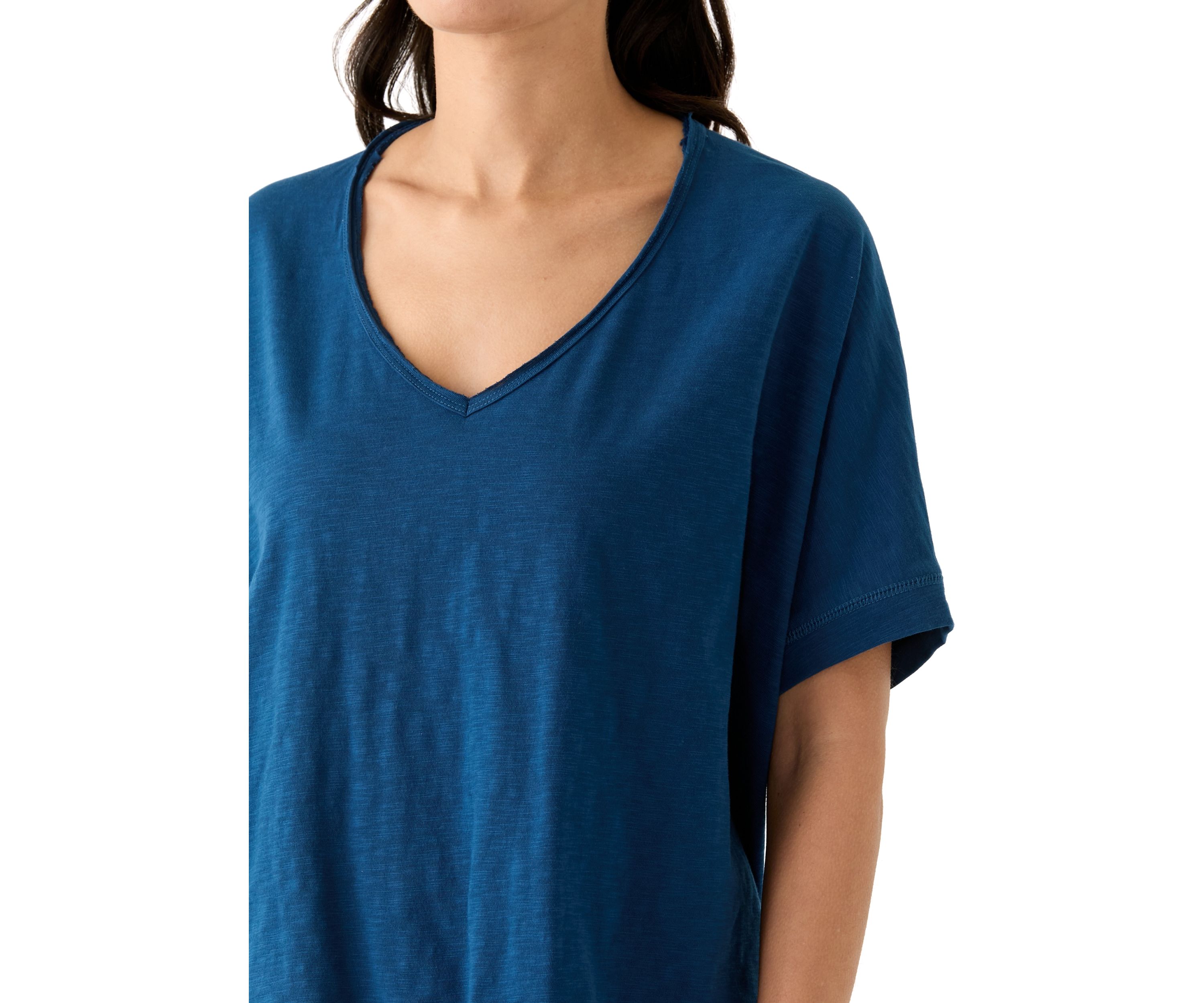 Womens Hi Low Boxy V-Neck T-Shirt