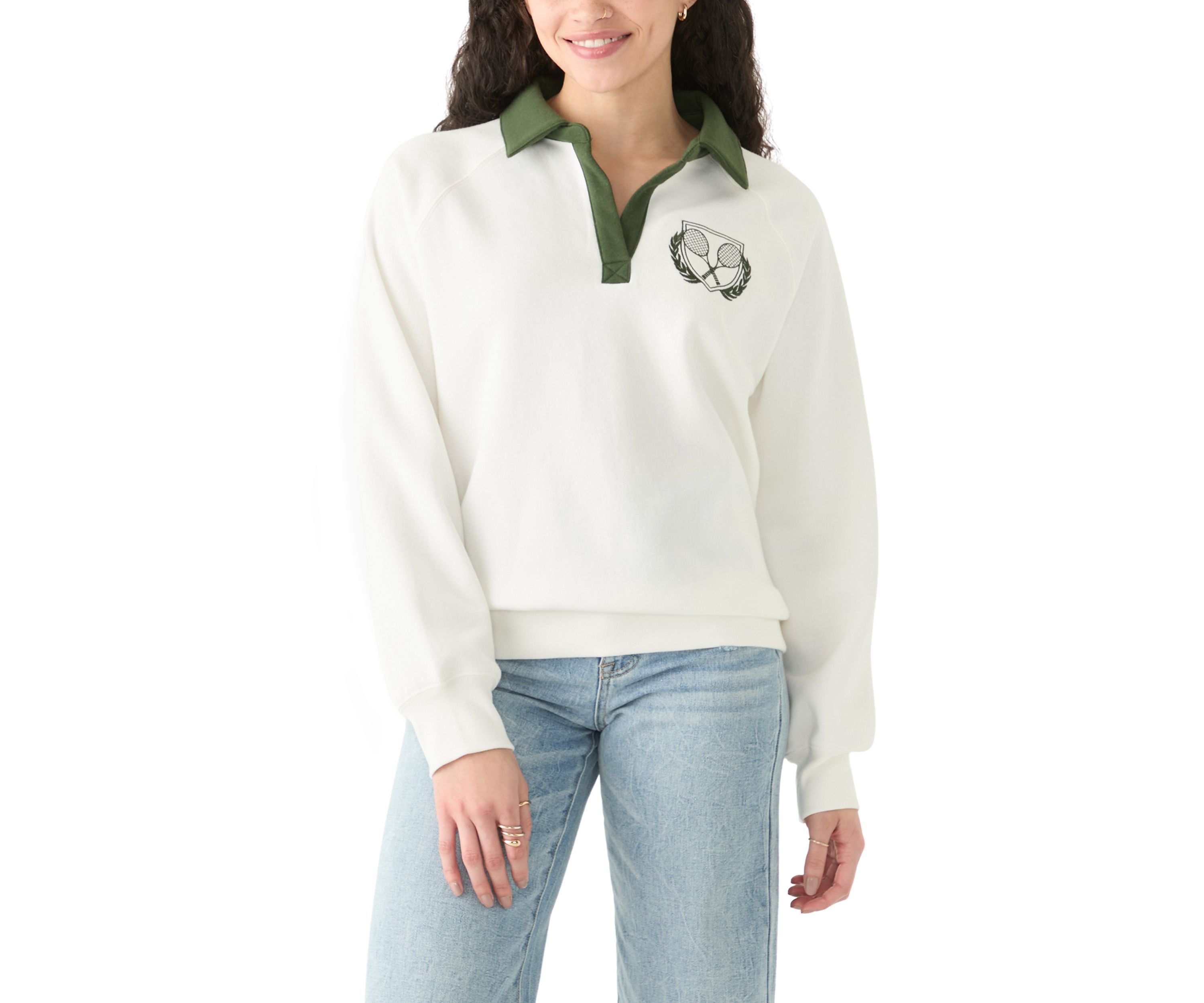 Womens Long Sleeve Relaxed Fit Polo Shirt 