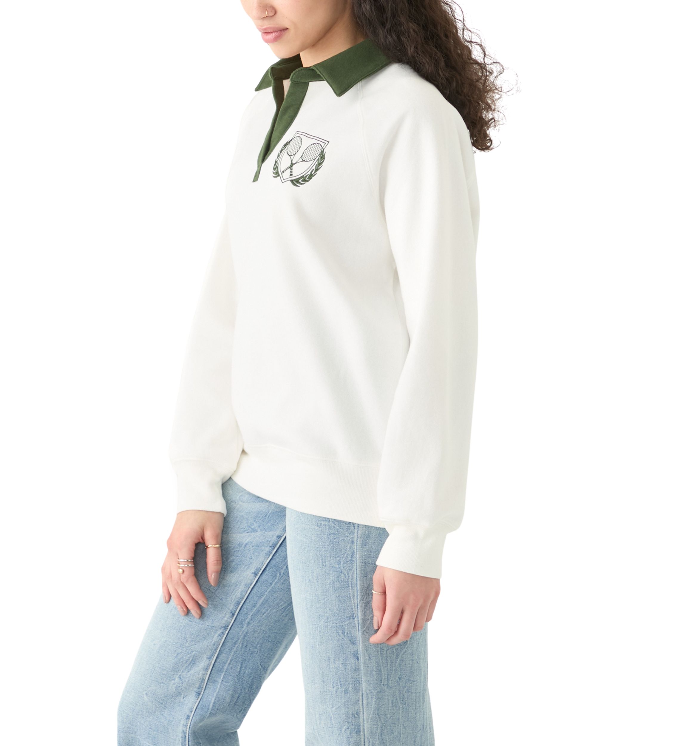 Womens Long Sleeve Relaxed Fit Polo Shirt 