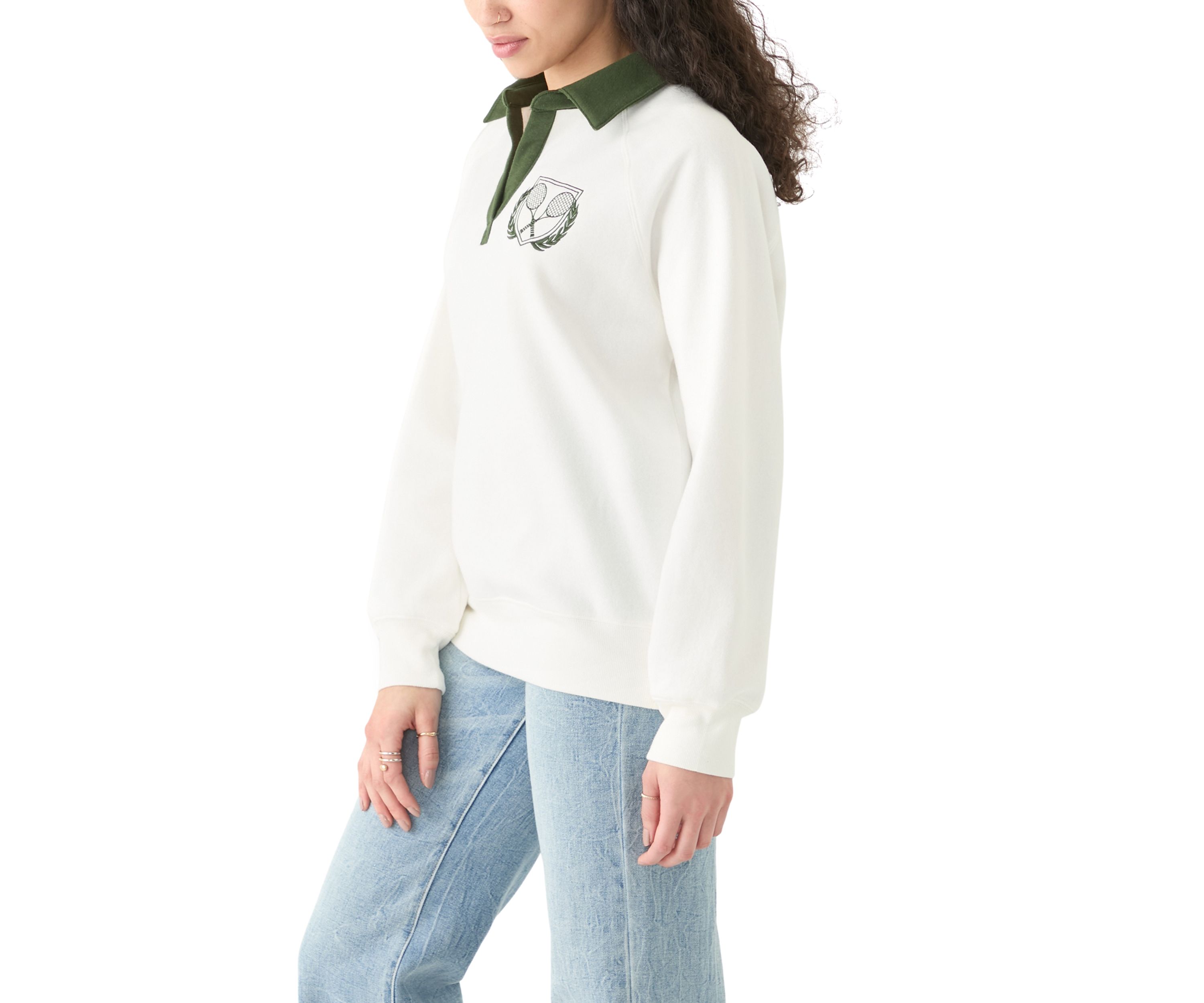 Womens Long Sleeve Relaxed Fit Polo Shirt 