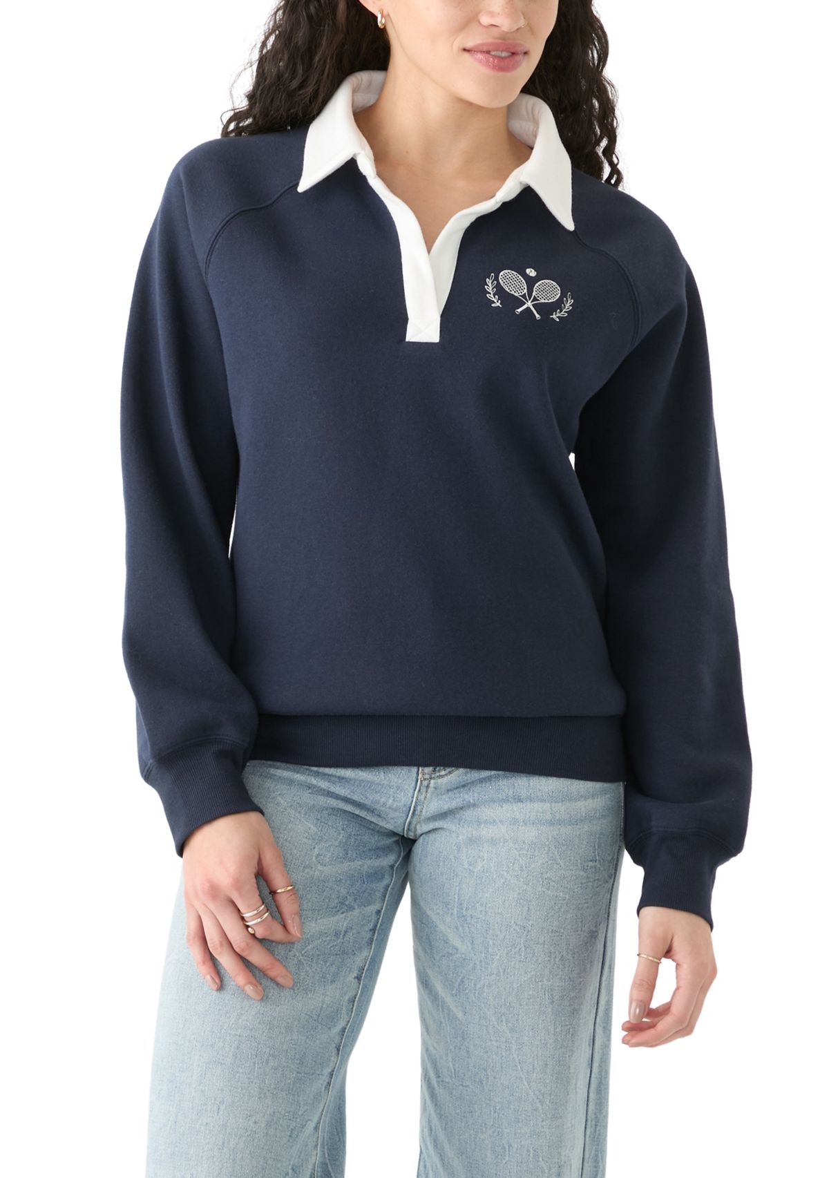   Womens Long Sleeve Relaxed Fit Polo Shirt 