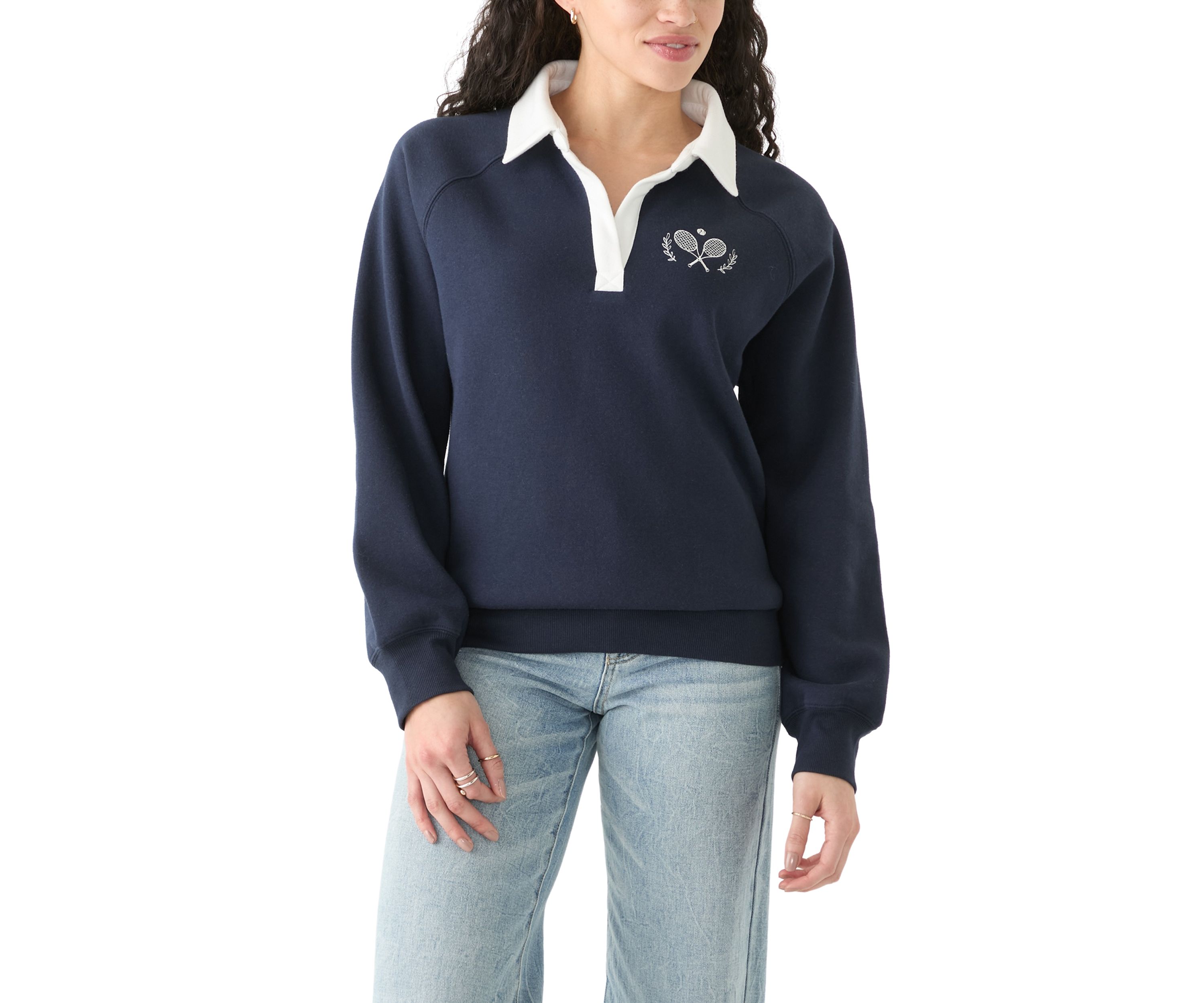   Womens Long Sleeve Relaxed Fit Polo Shirt 