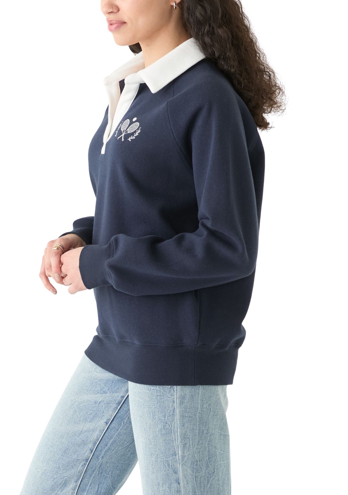  Womens Long Sleeve Relaxed Fit Polo Shirt 