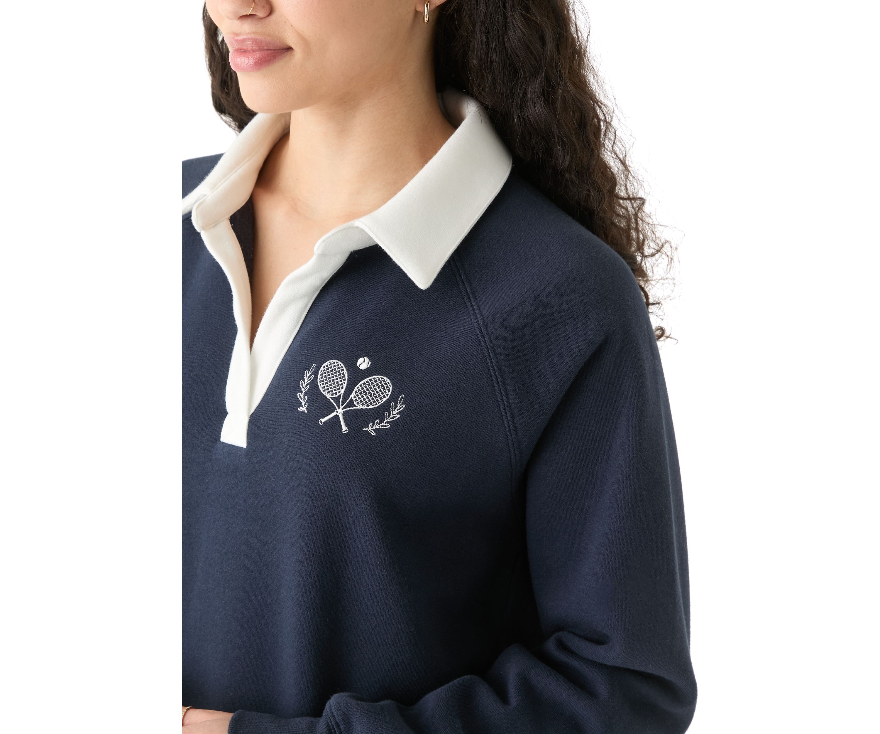   Womens Long Sleeve Relaxed Fit Polo Shirt 