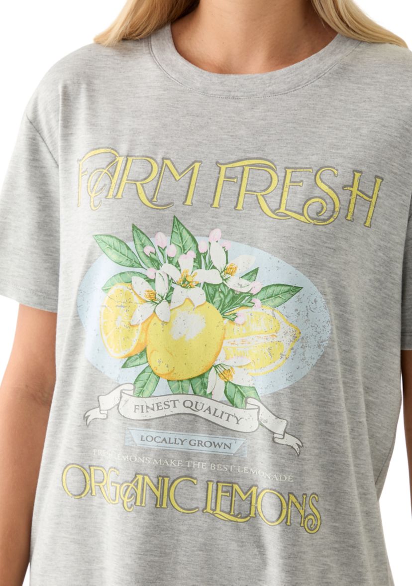 Womens Farm Fresh Organic Lemons Graphic T-Shirt