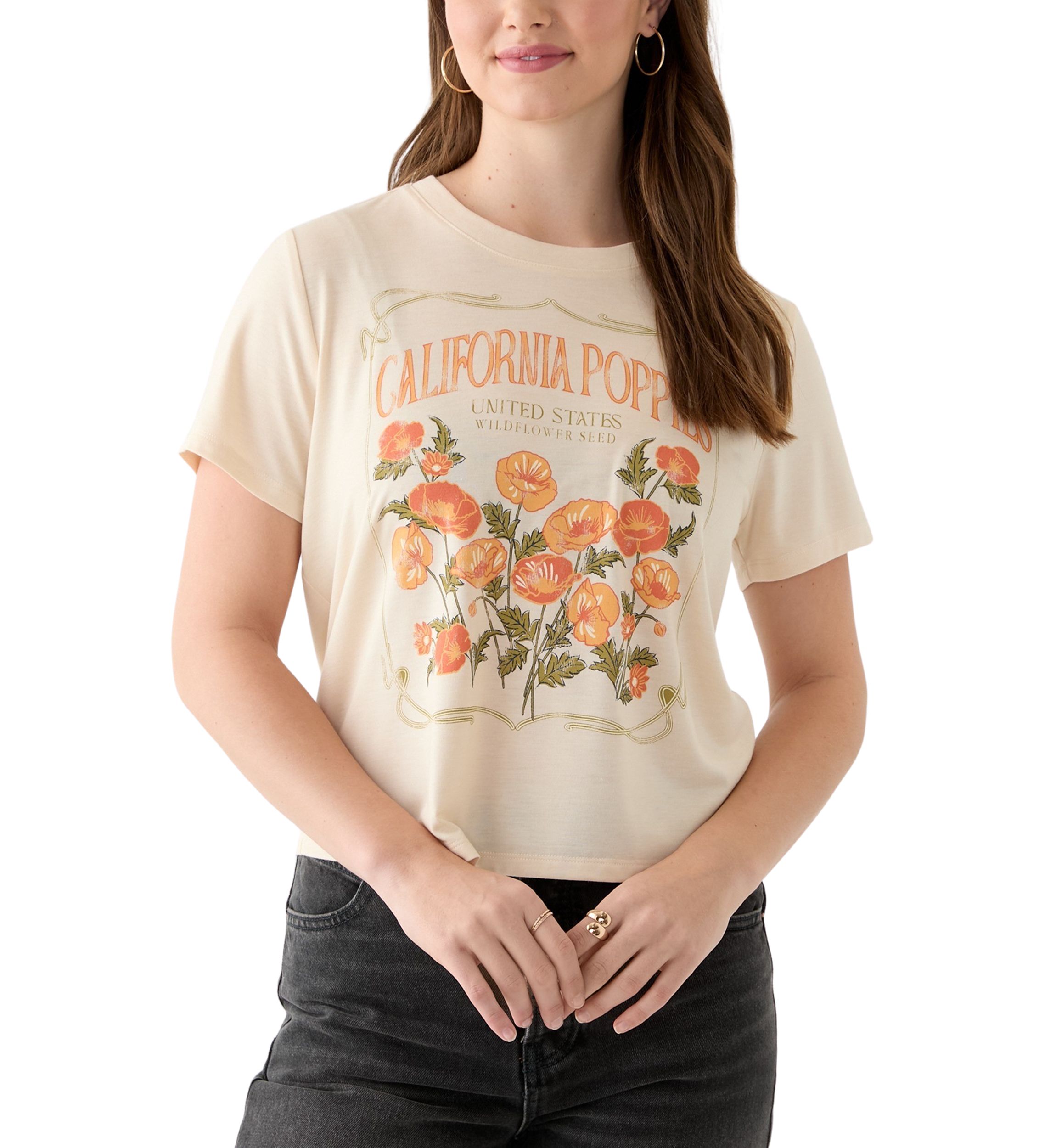 Womens Cali Poppies Graphic T-Shirt