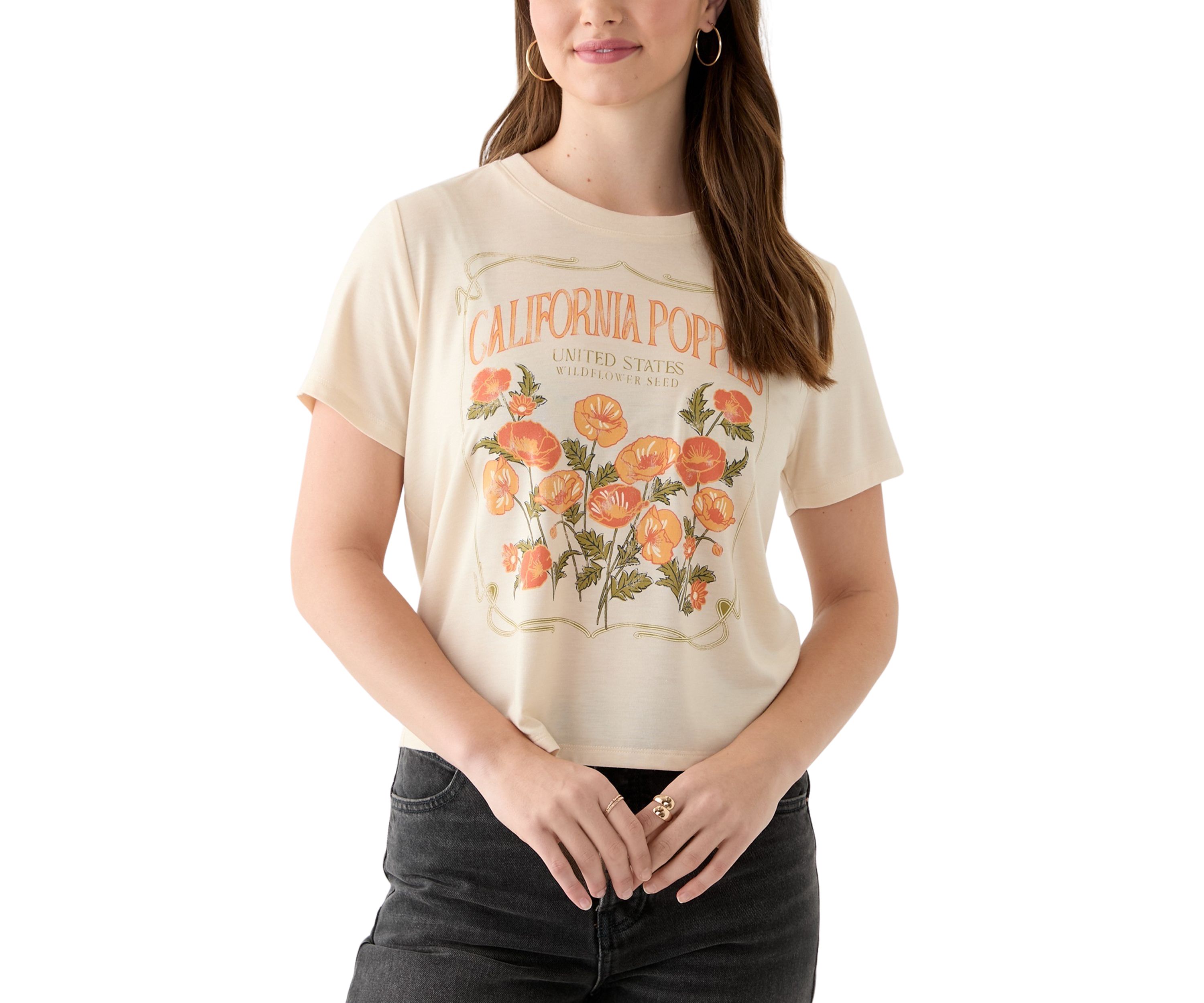 Womens Cali Poppies Graphic T-Shirt