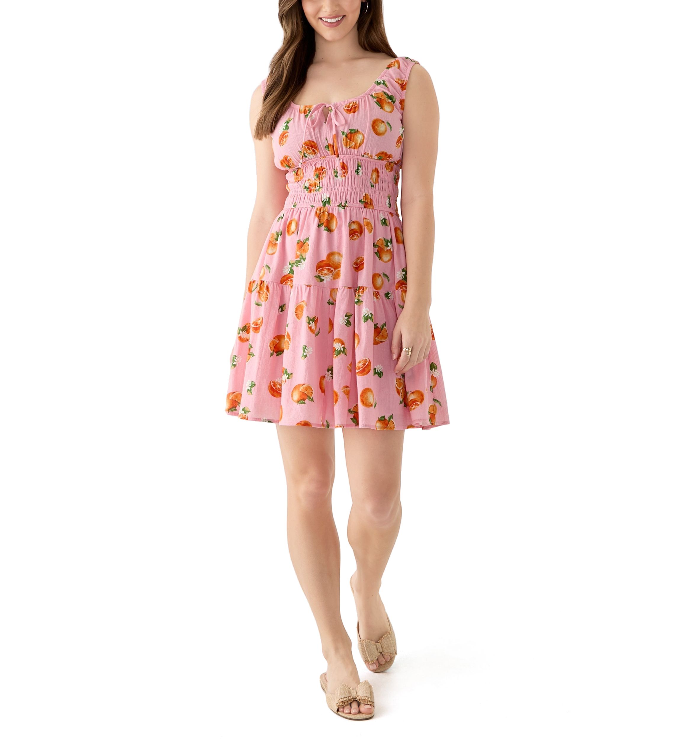 Womens Printed Mini Keyhole Dress
