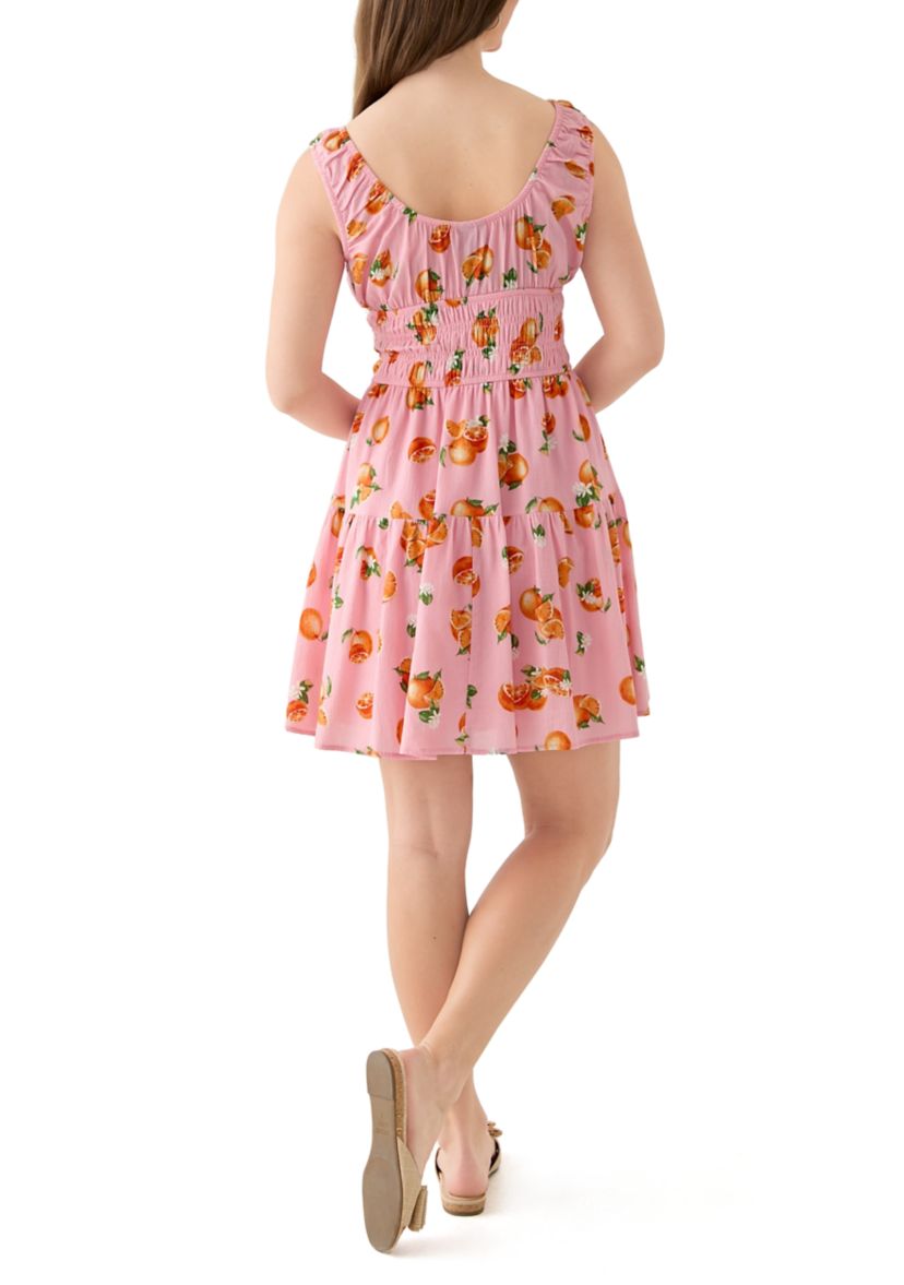 Womens Printed Mini Keyhole Dress