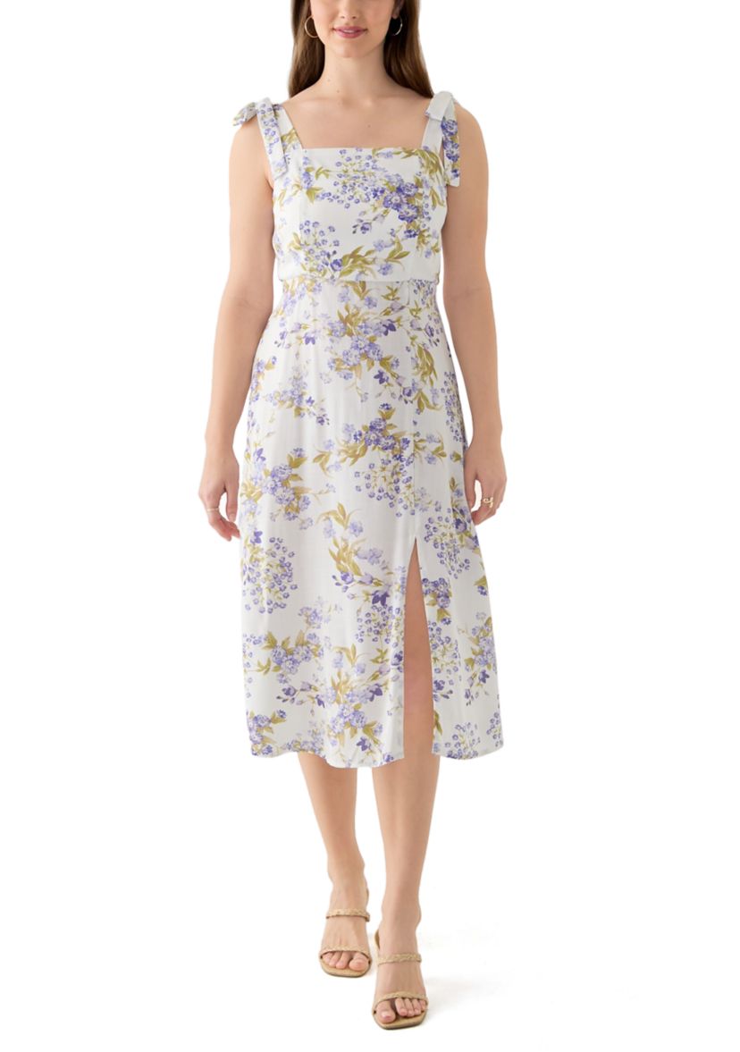 Womens Tie Strap Midi Dress
