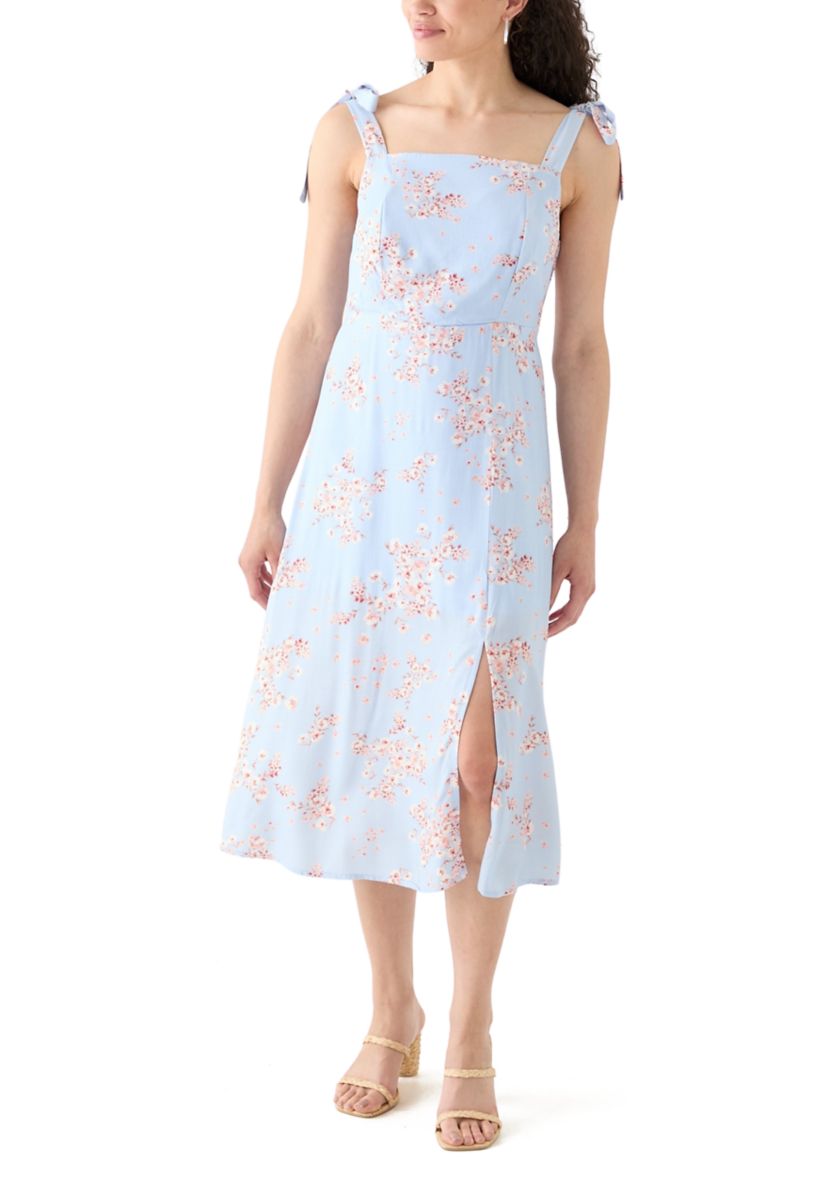 Womens Tie Strap Printed Midi Dress