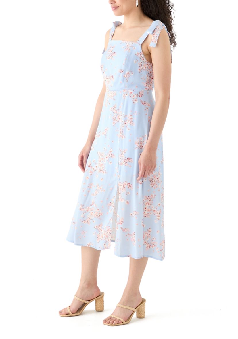Womens Tie Strap Printed Midi Dress