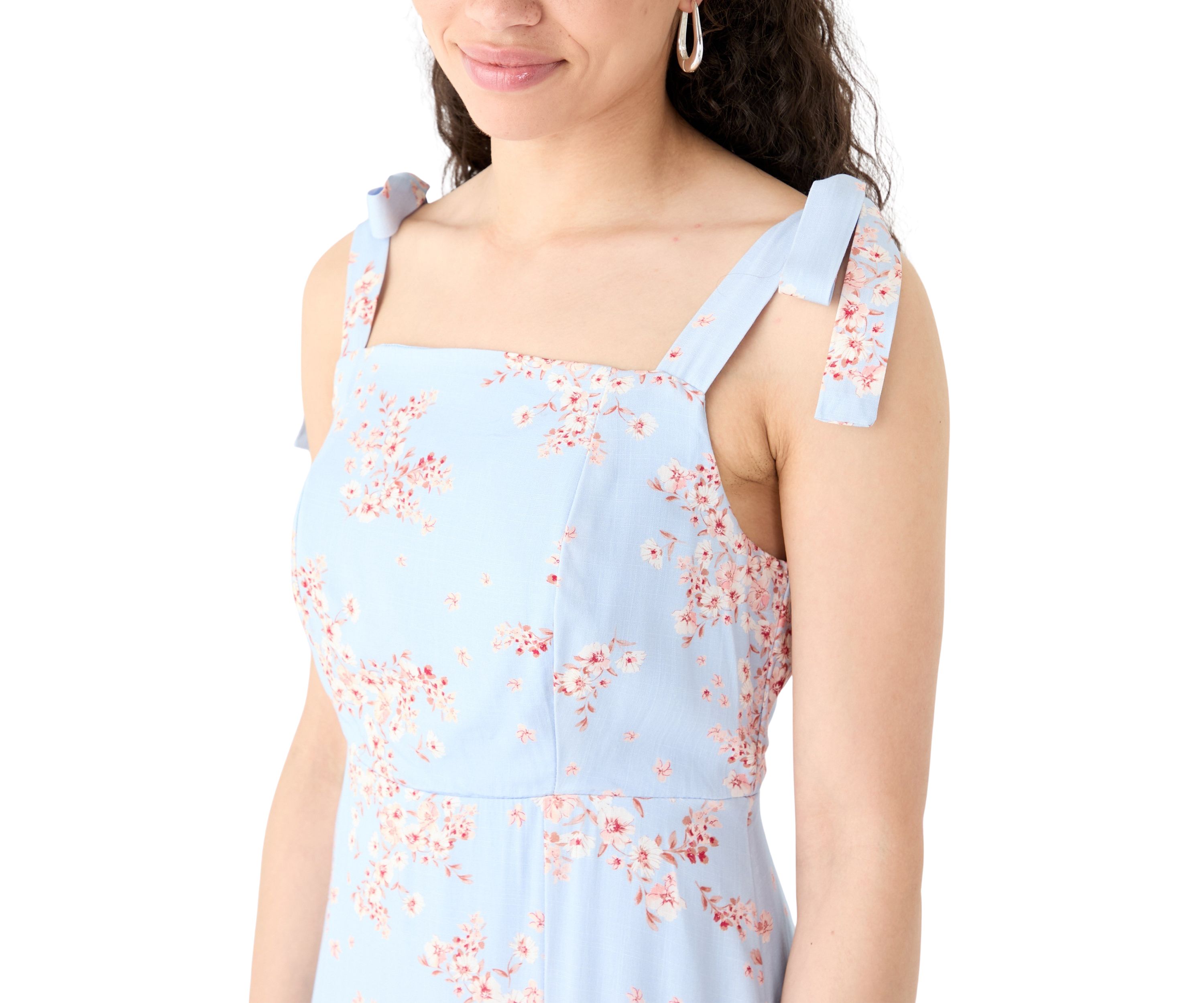 Womens Tie Strap Printed Midi Dress