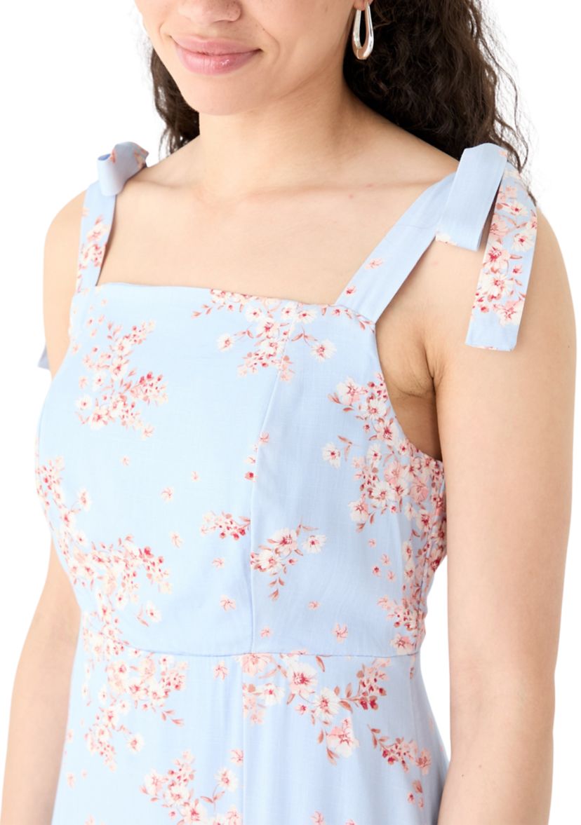 Womens Tie Strap Printed Midi Dress