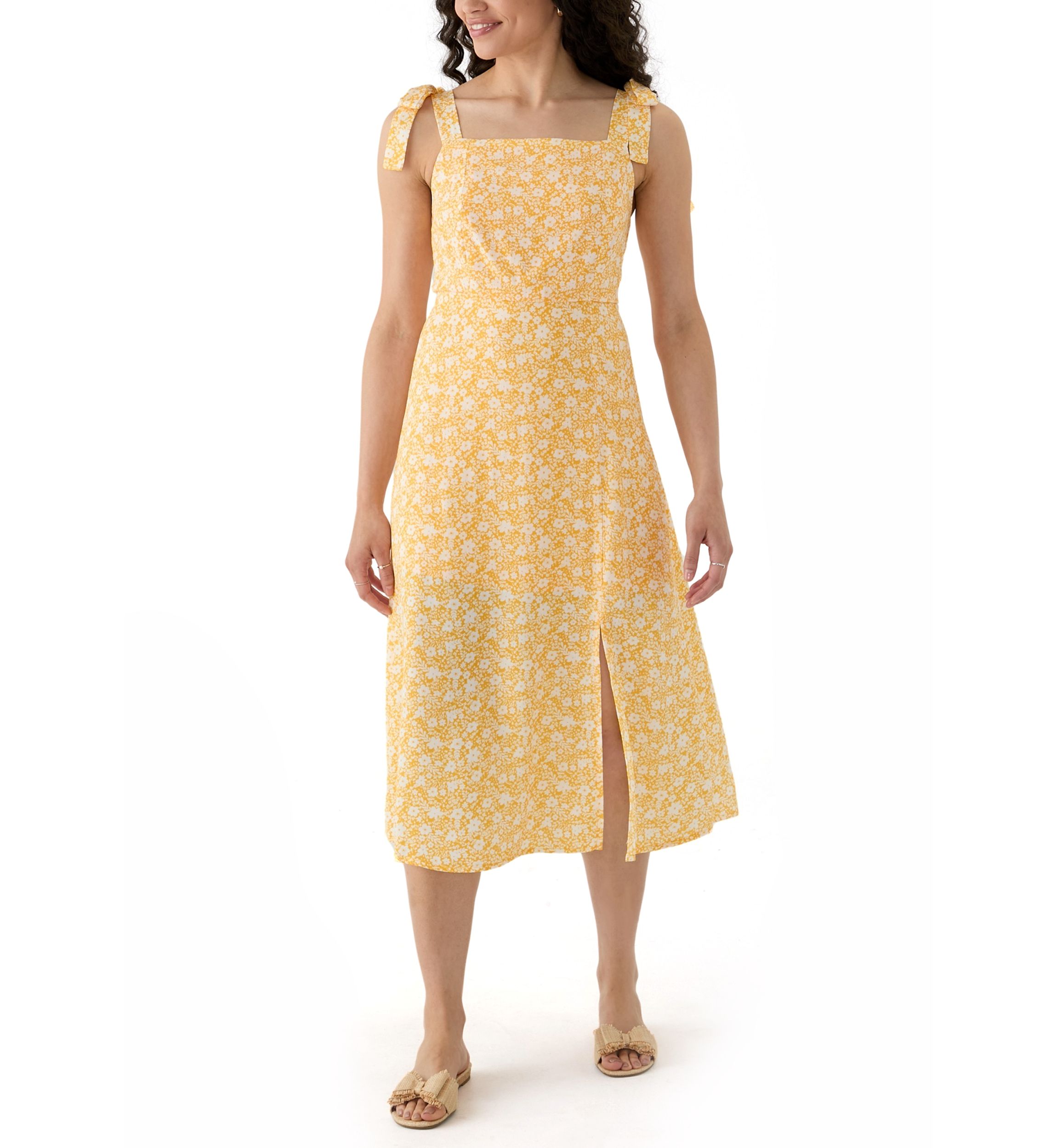 Womens Tie Strap Midi Dress