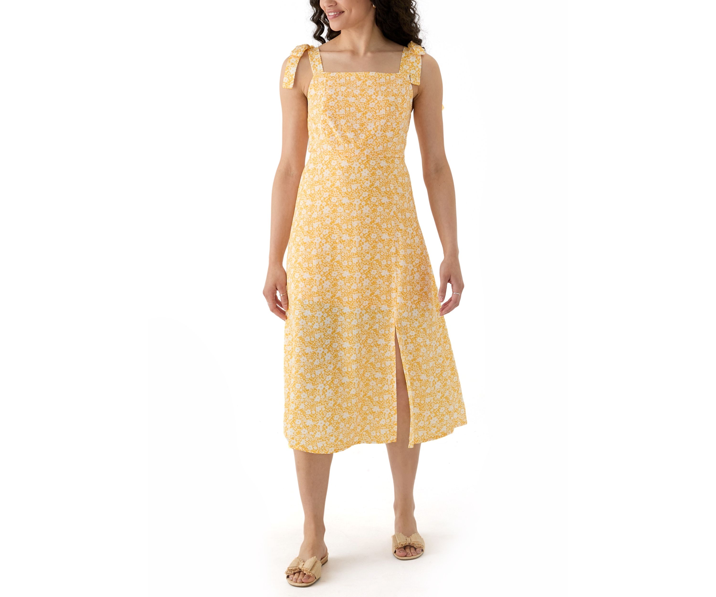 Womens Tie Strap Midi Dress