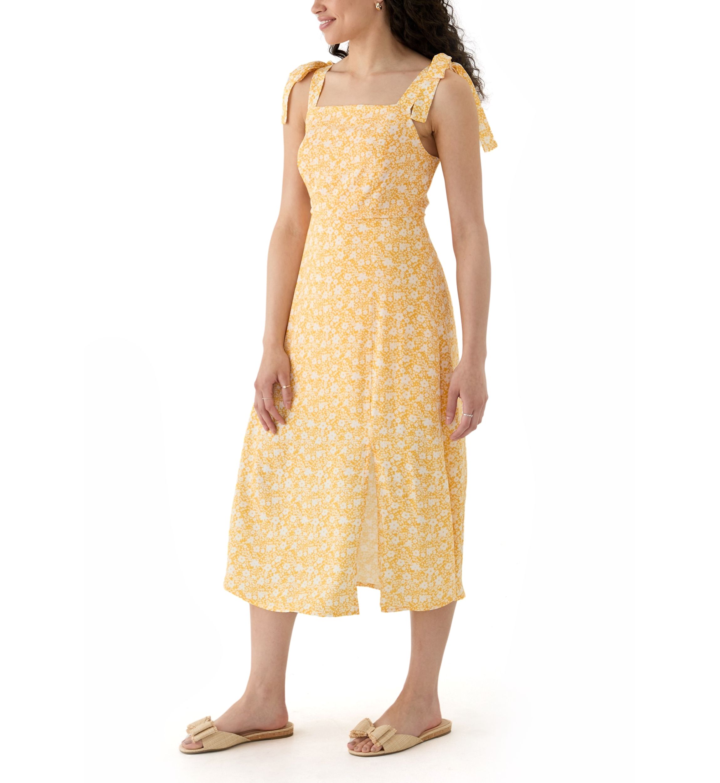 Womens Tie Strap Midi Dress