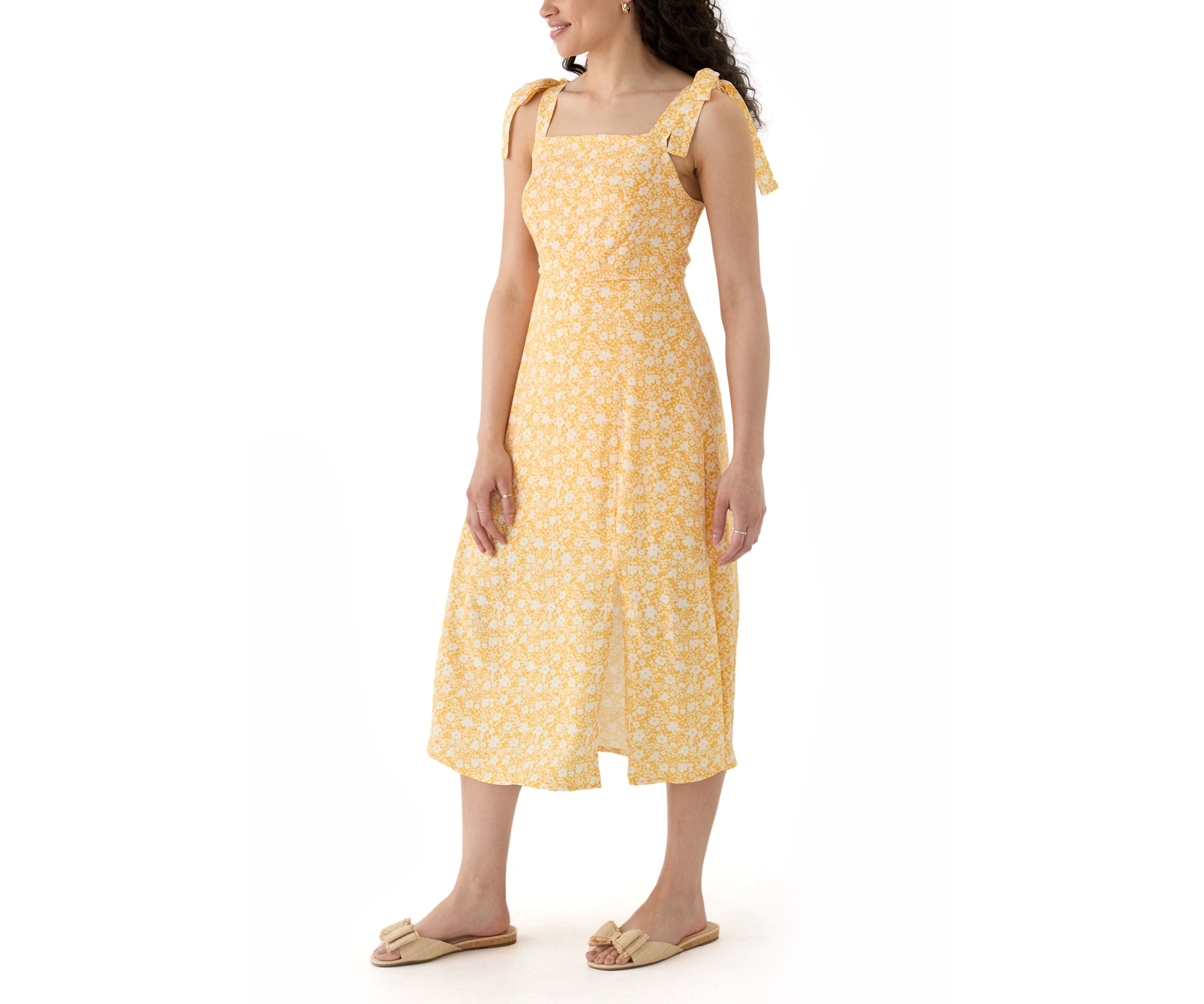 Womens Tie Strap Midi Dress