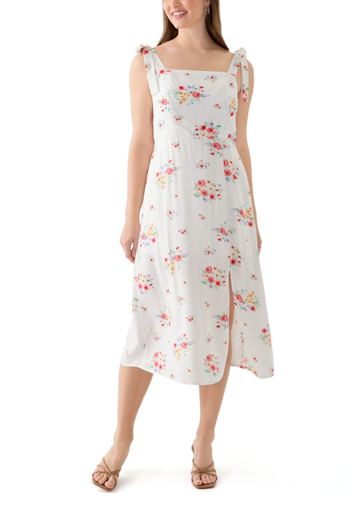 Womens Tie Strap Midi Dress