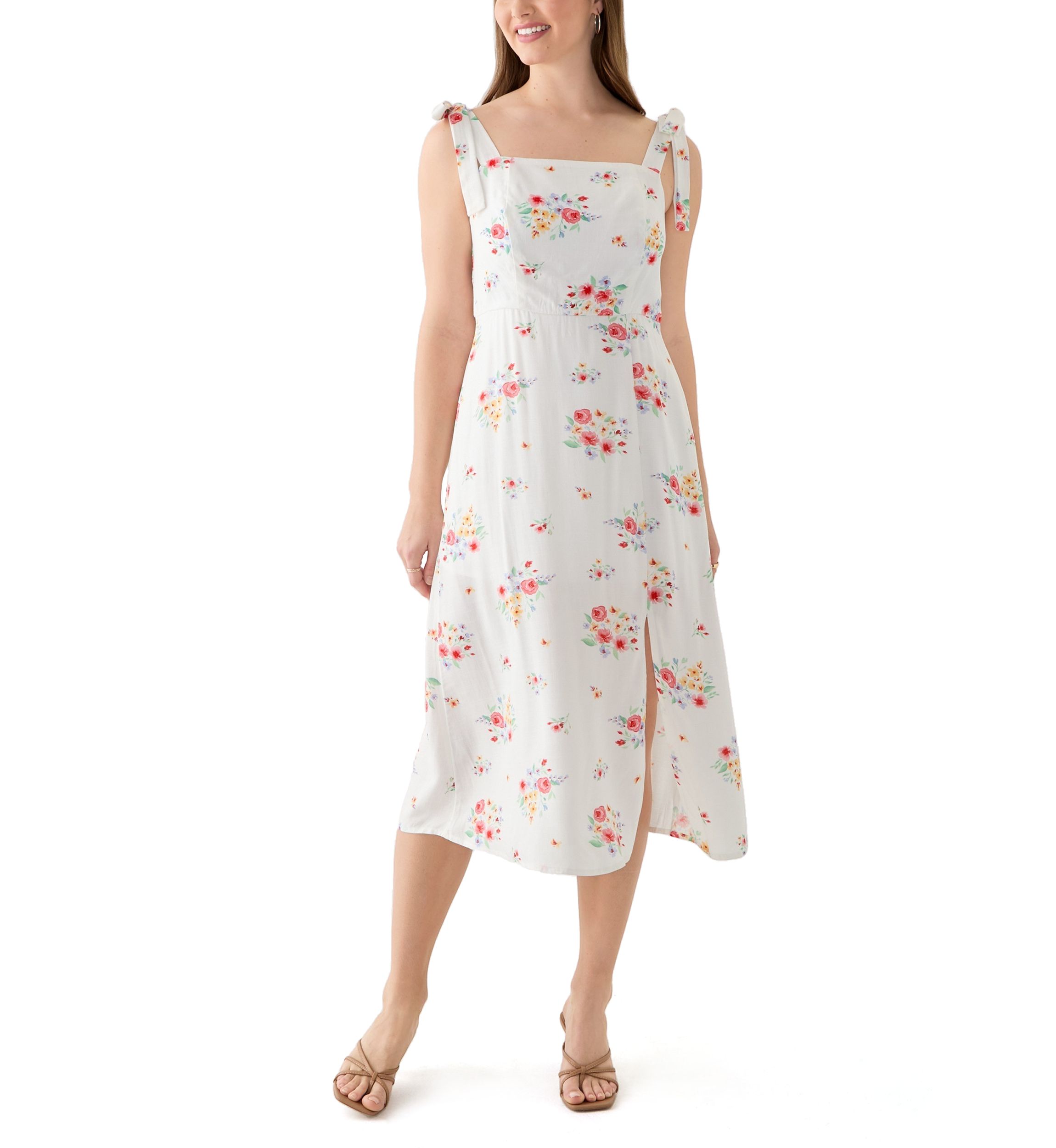 Womens Tie Strap Midi Dress