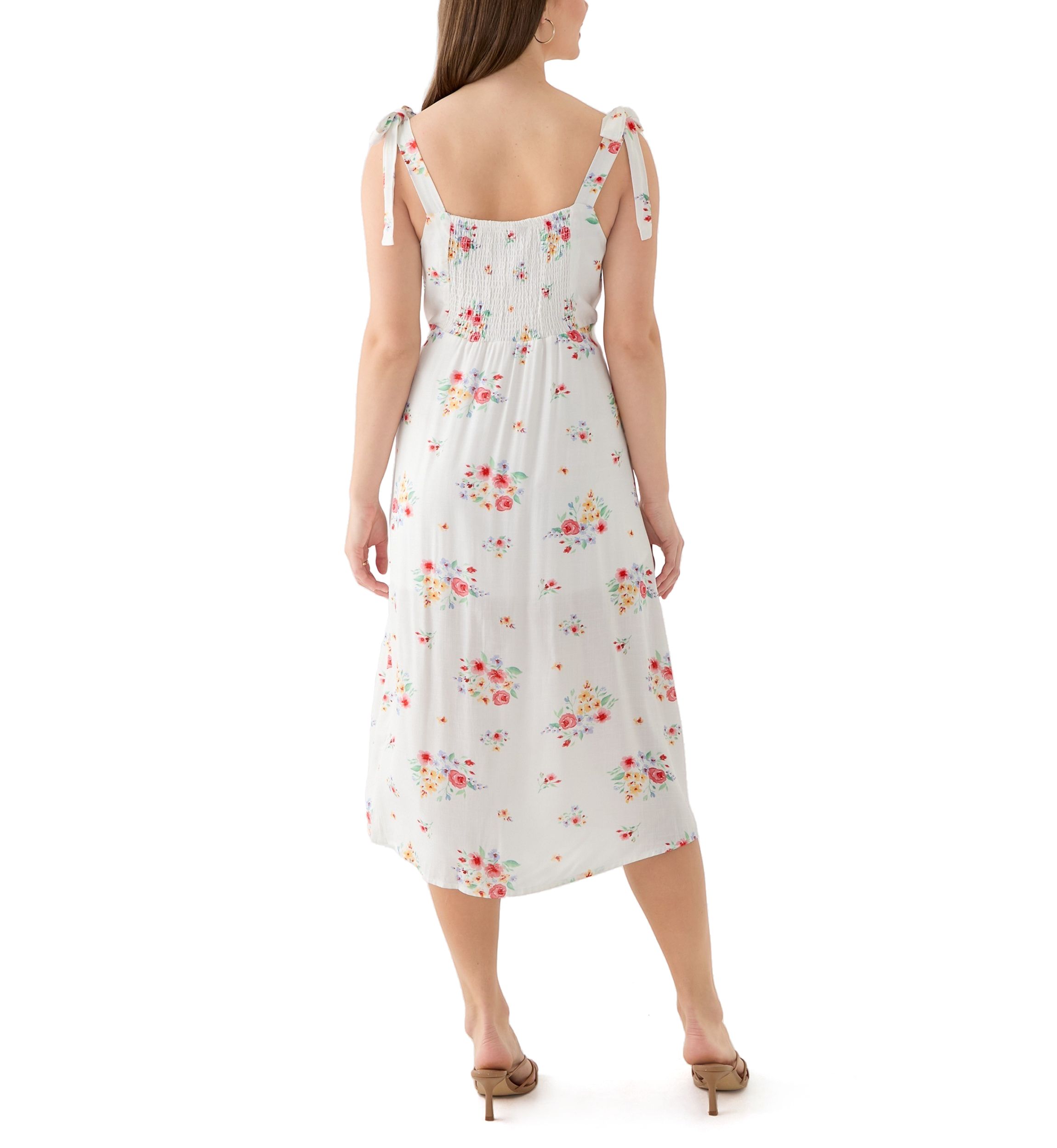 Womens Tie Strap Midi Dress