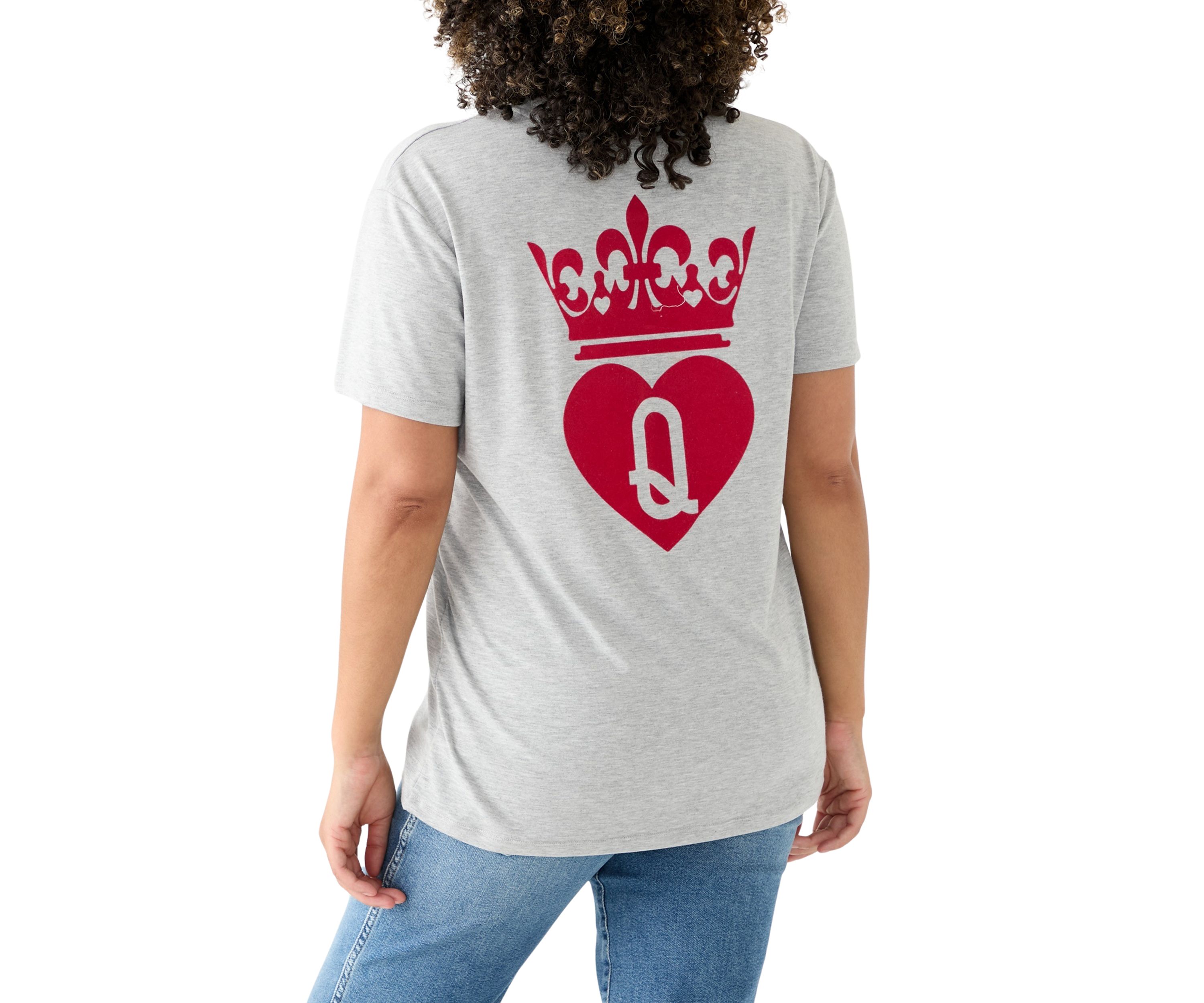 Womens Short Sleeve Queen of Hearts Graphic T-Shirt