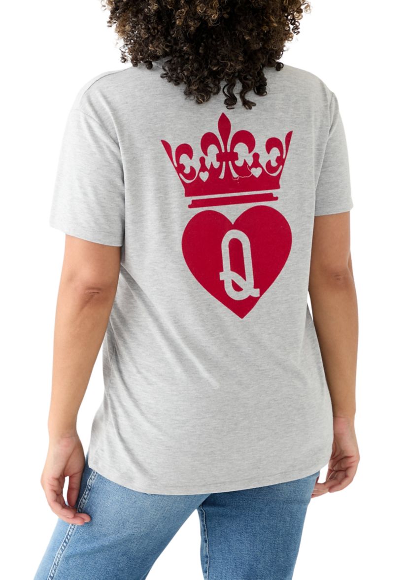 Womens Short Sleeve Queen of Hearts Graphic T-Shirt
